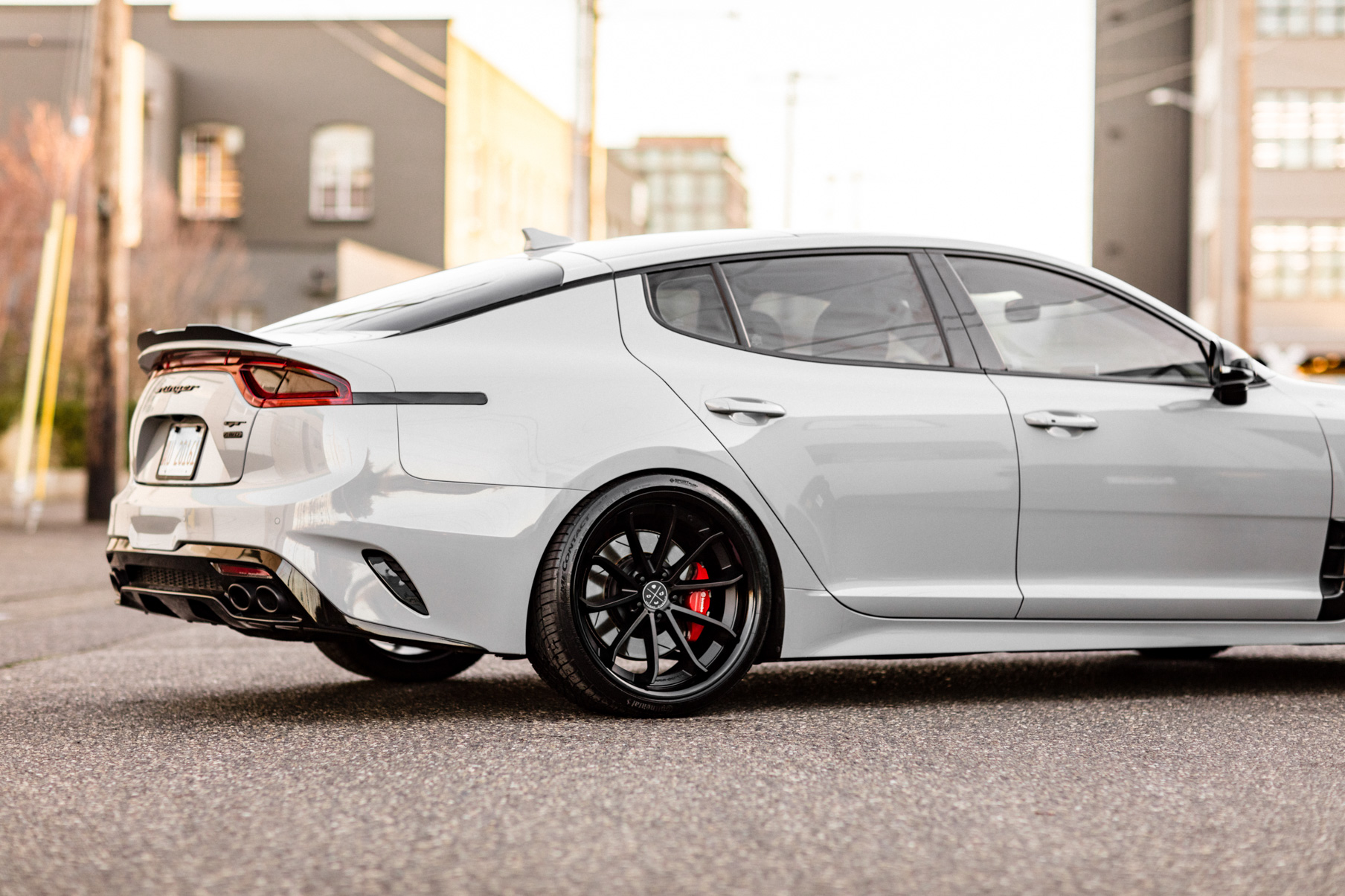 A 2018 Kia Stinger on 20 Inch Blaque Diamond BD-23 Gloss Black Wheels