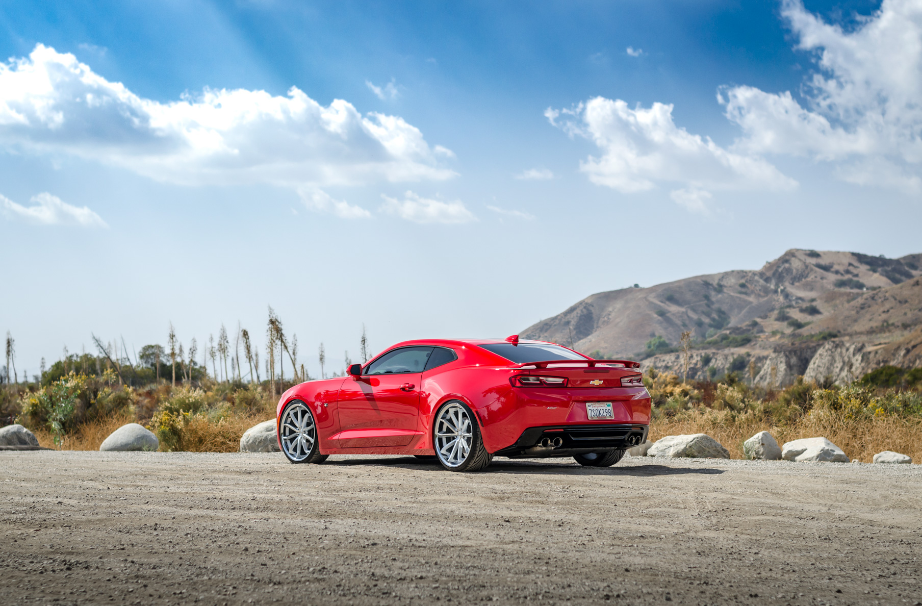 A 2016 Chevrolet Camaro SS on 22 Inch Blaque Diamond BD-23 Silver Wheels