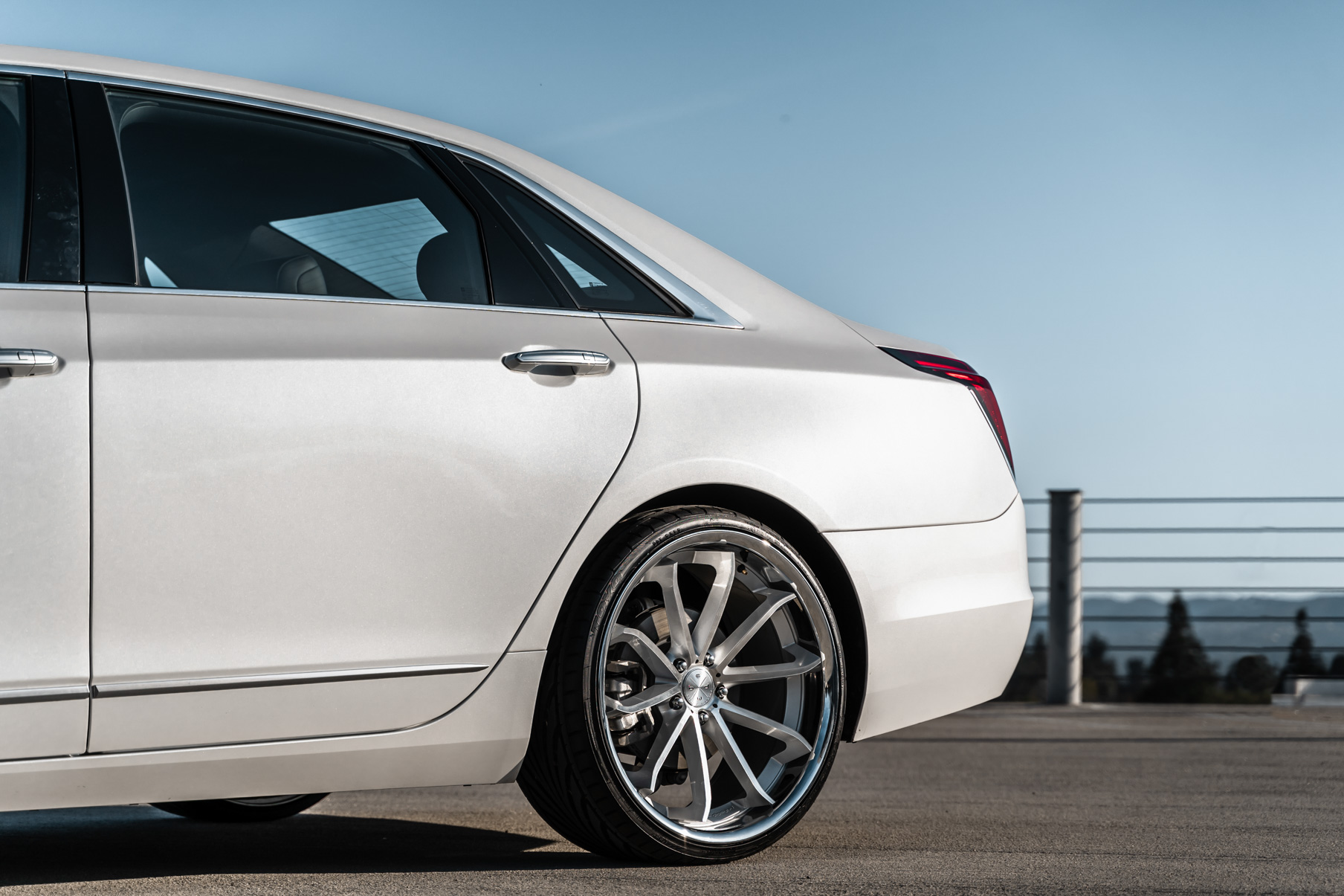 A 2016 Cadillac CT6 on Blaque Diamond BD-23 Silver Machined with Chrome Lip Wheels