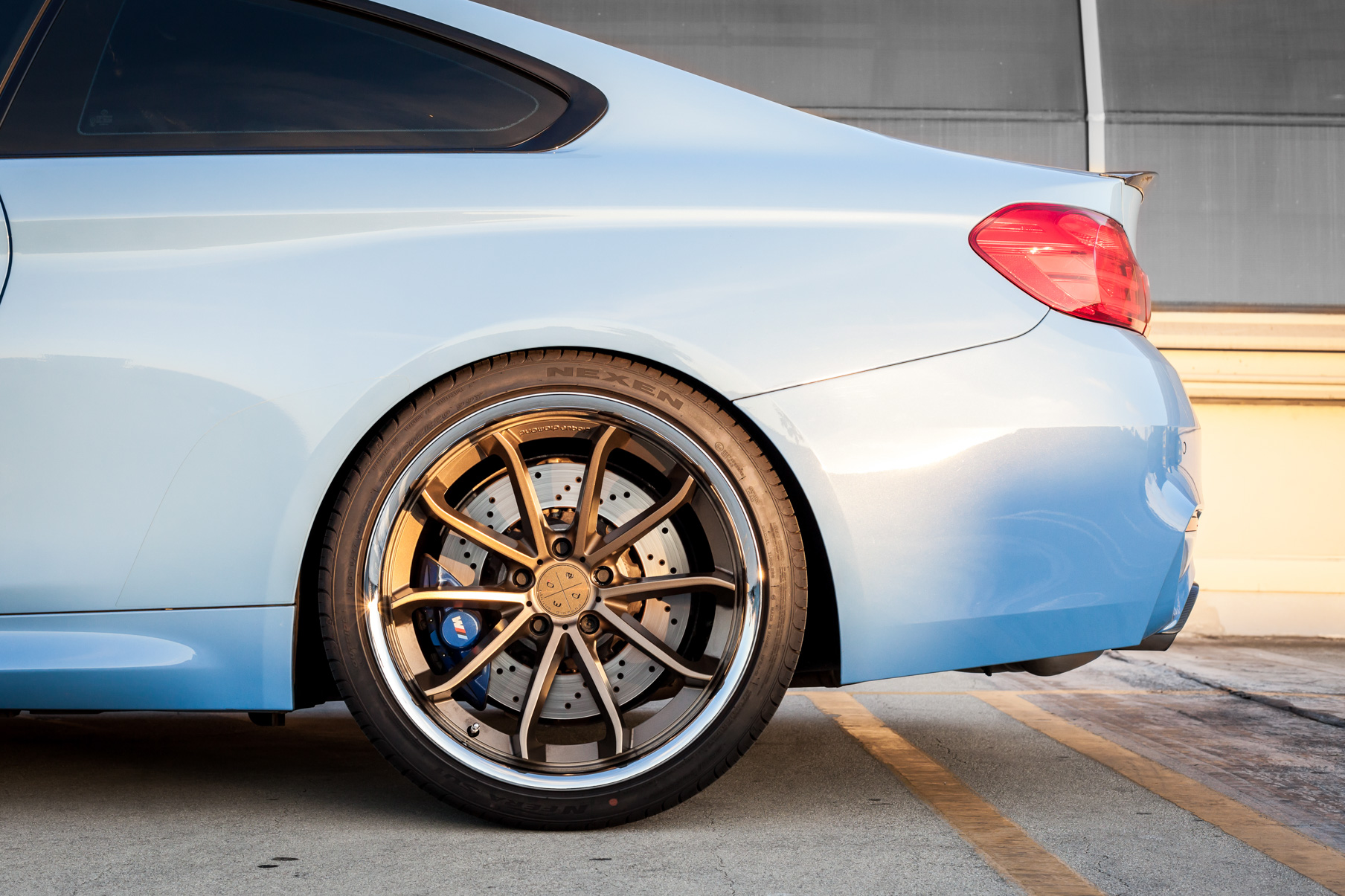 A BMW M4 on 20 Inch Blaque Diamond BD-23 Bronze Wheels
