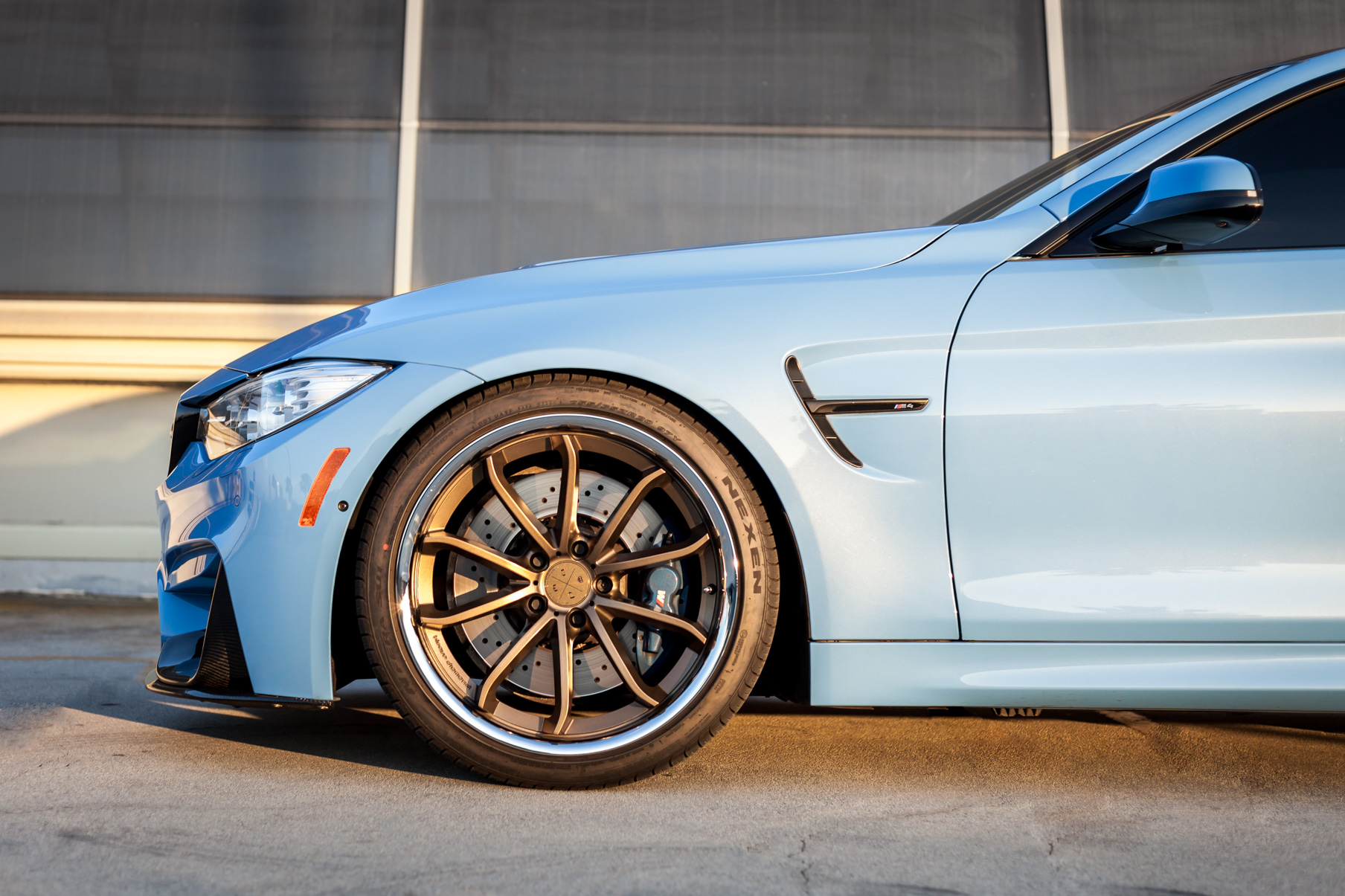 A BMW M4 on 20 Inch Blaque Diamond BD-23 Bronze Wheels