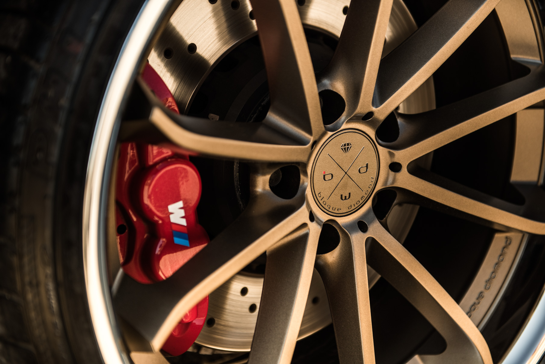 A 2015 BMW M4 on Staggered Blaque Diamond BD-23 Matte Bronze Wheels