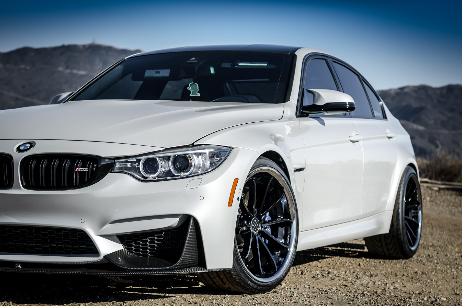 A 2016 BMW M3 on 20 Inch Blaque Diamond BD-23 Black with SS Lip Wheels