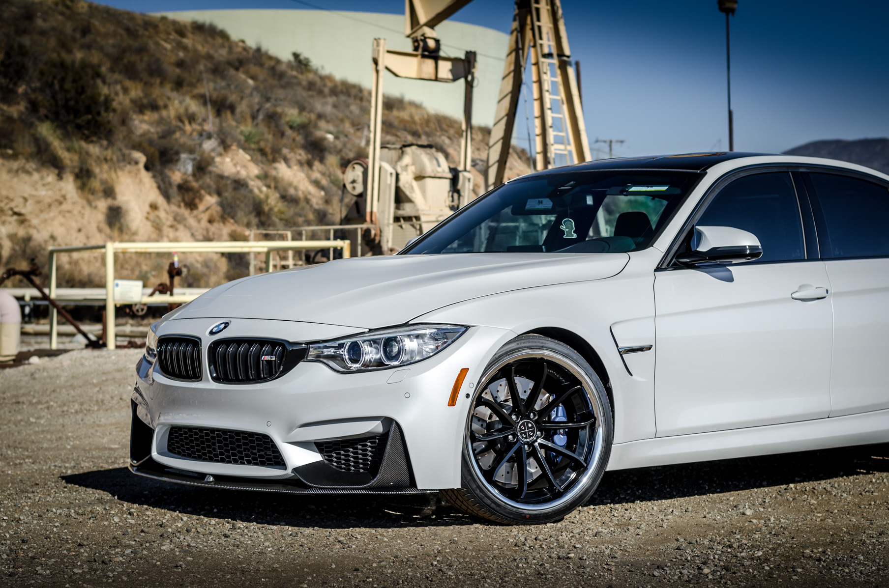A 2016 BMW M3 on 20 Inch Blaque Diamond BD-23 Black with SS Lip Wheels