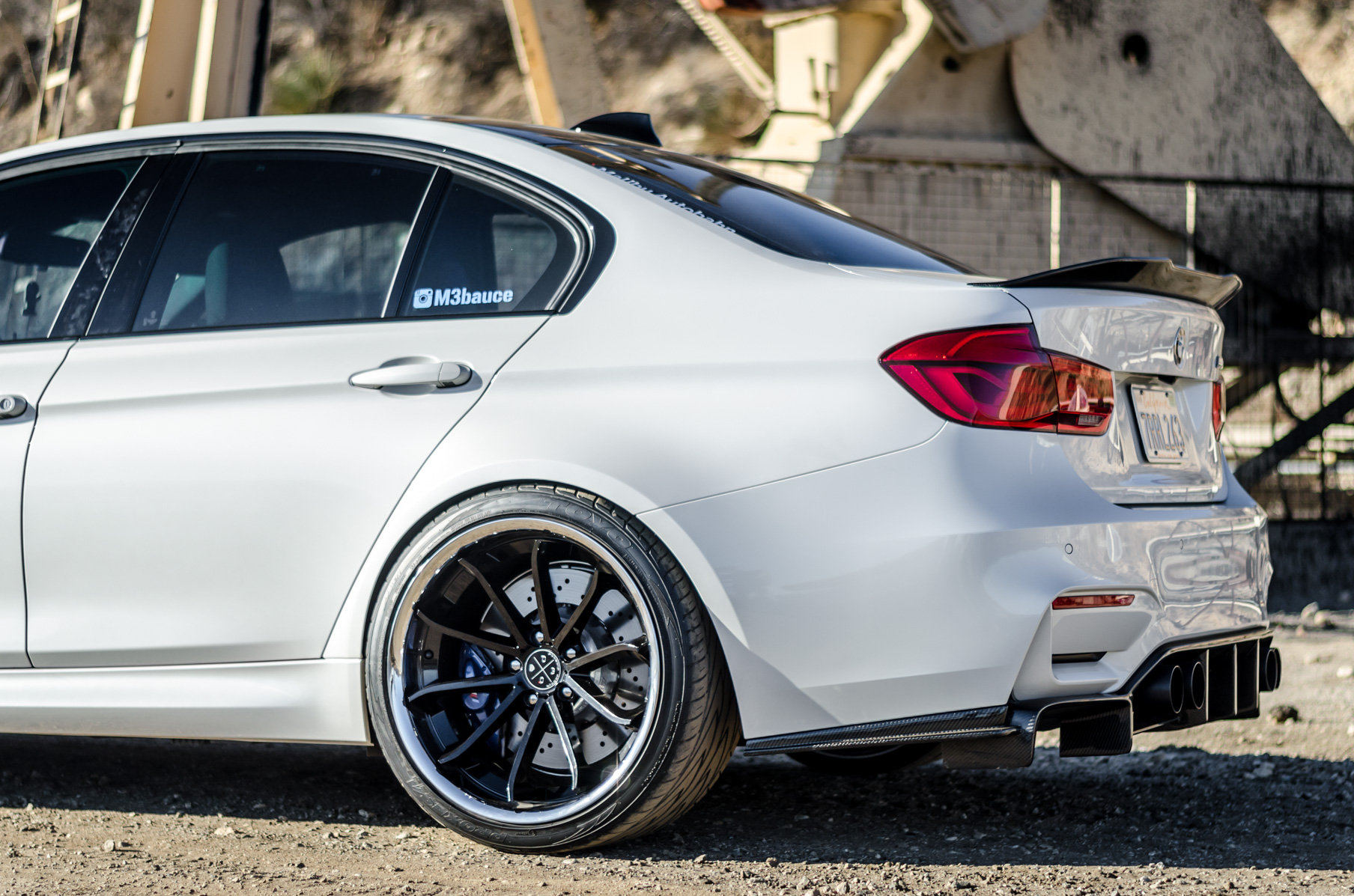 A 2016 BMW M3 on 20 Inch Blaque Diamond BD-23 Black with SS Lip Wheels