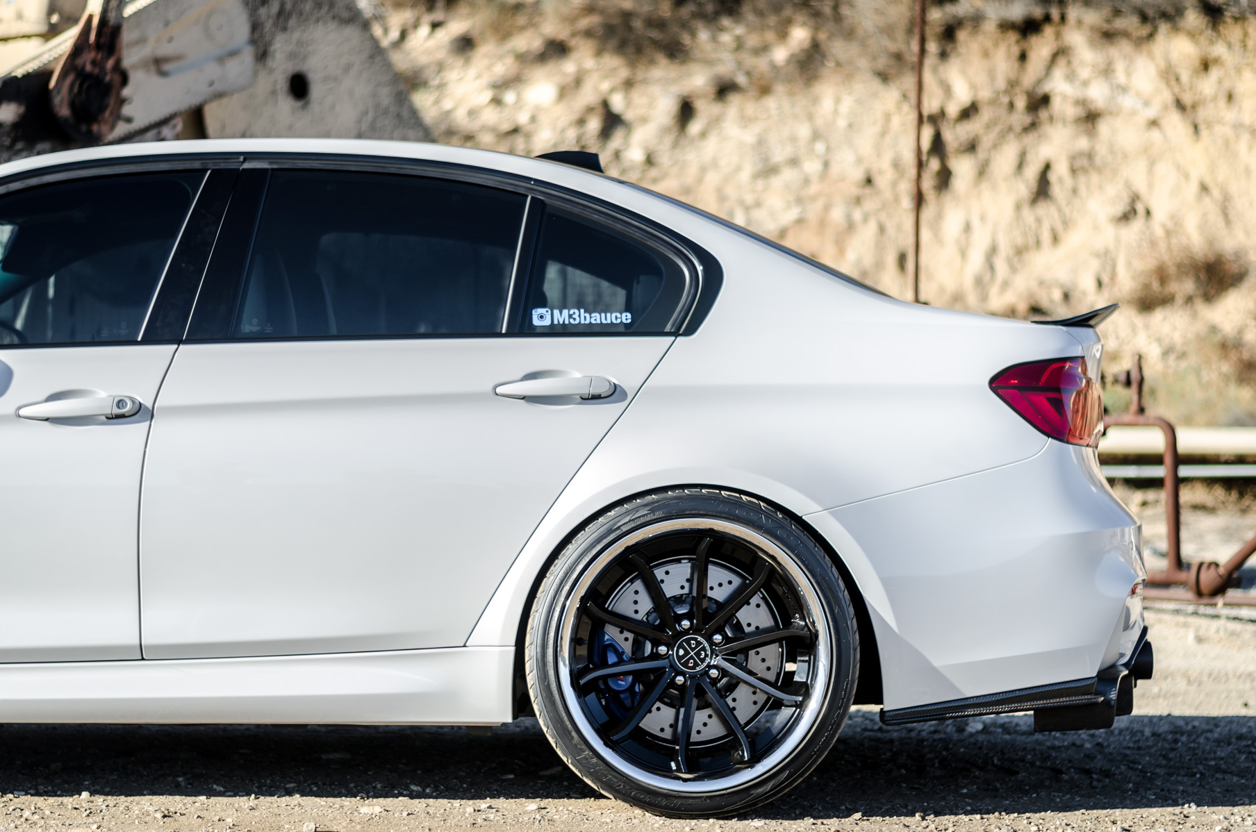 A 2016 BMW M3 on 20 Inch Blaque Diamond BD-23 Black with SS Lip Wheels