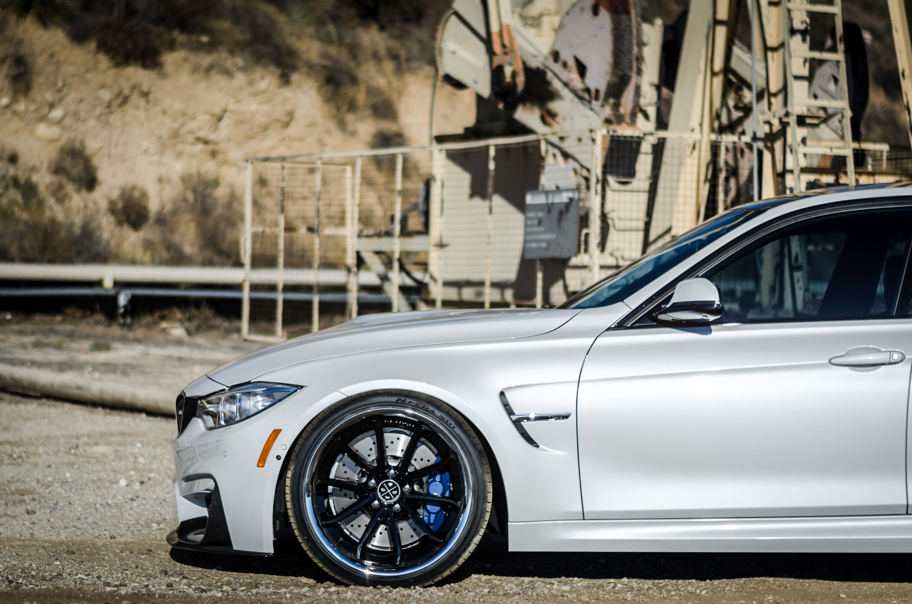 A 2016 BMW M3 on 20 Inch Blaque Diamond BD-23 Black with SS Lip Wheels