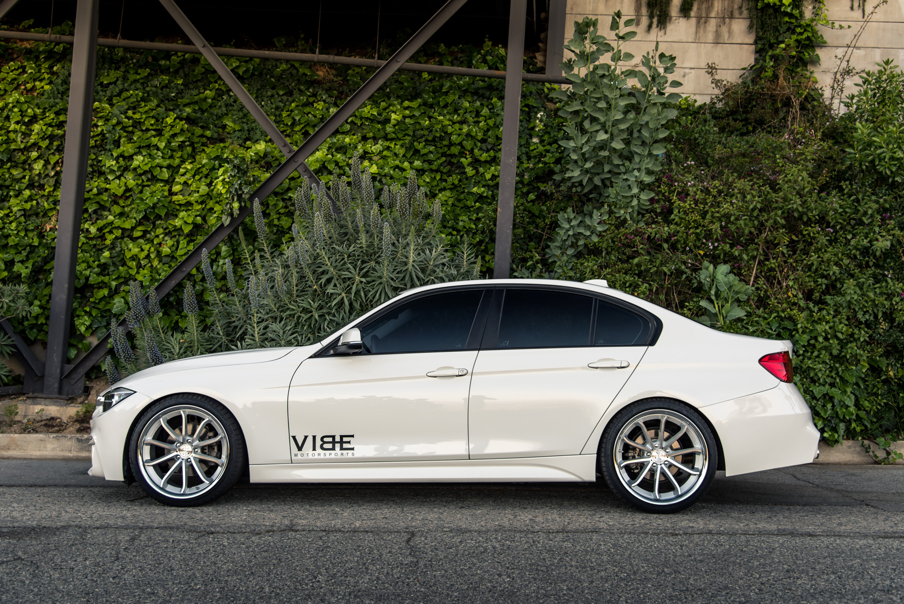 A 2014 BMW 328i on 20 Inch Staggered Silver with Chrome SS Lip Wheels