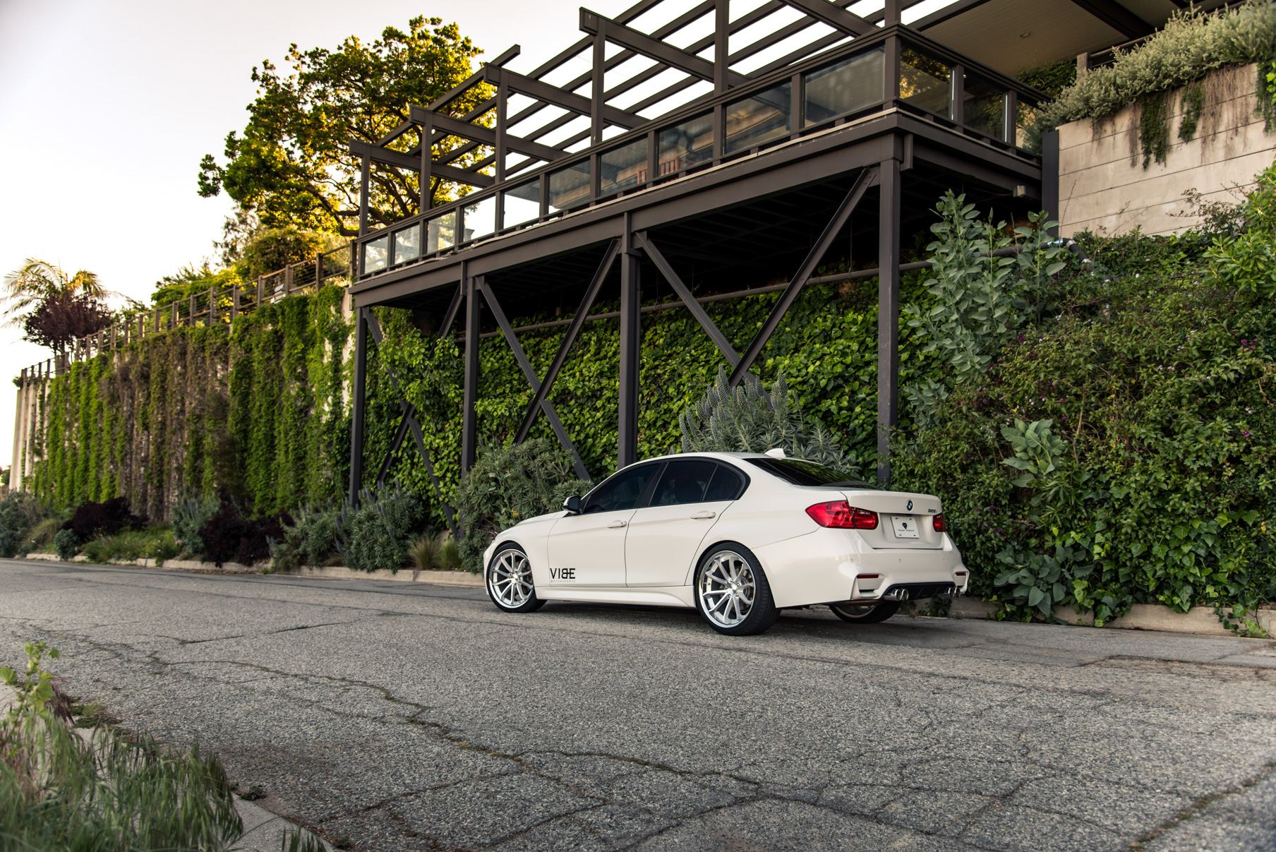 A 2014 BMW 328i on 20 Inch Staggered Silver with Chrome SS Lip Wheels