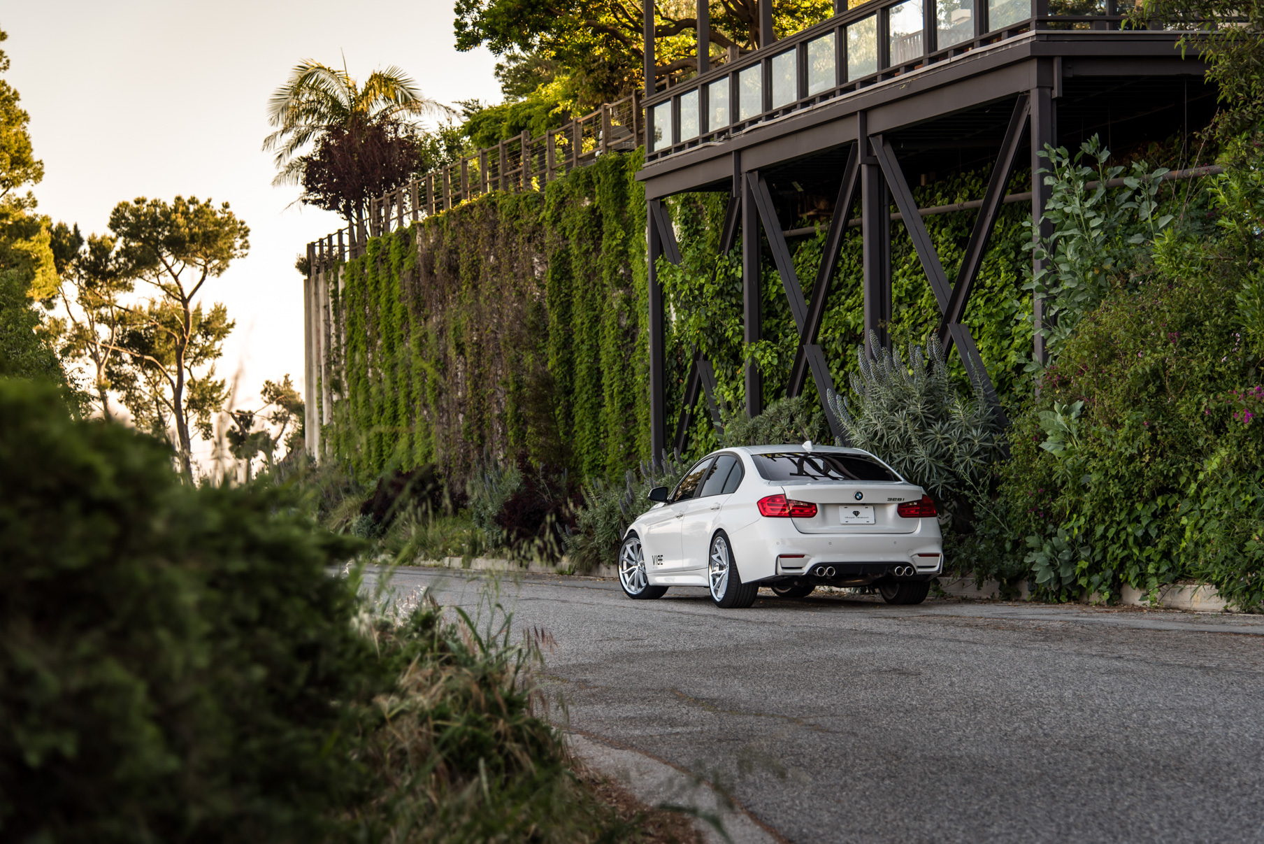 A 2014 BMW 328i on 20 Inch Staggered Silver with Chrome SS Lip Wheels