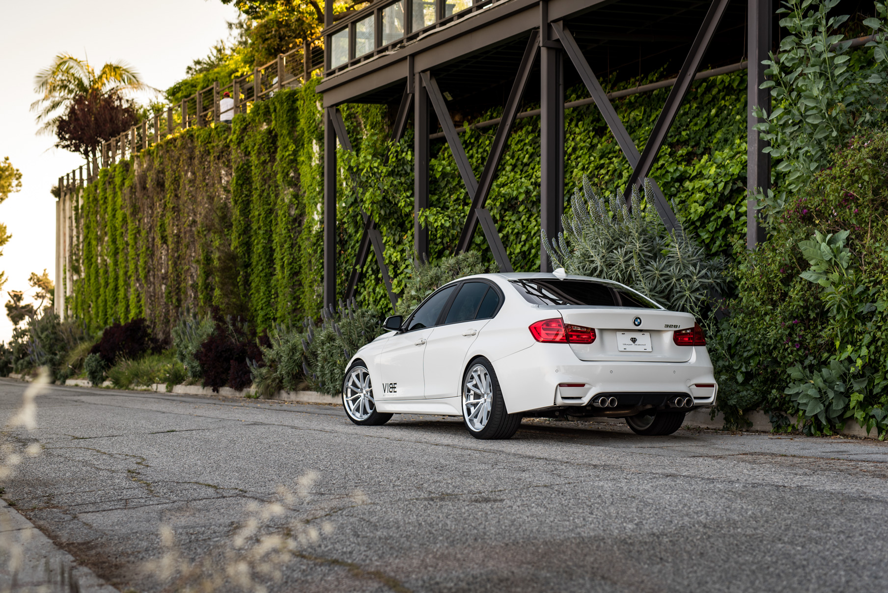 A 2014 BMW 328i on 20 Inch Staggered Silver with Chrome SS Lip Wheels