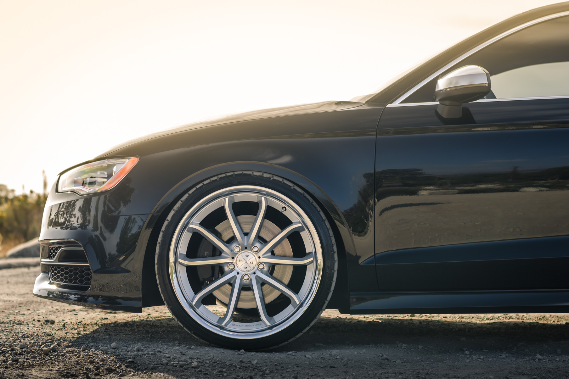 A 2015 Audi S3 on 20 Inch Blaque Diamond BD-23 Silver with SS Lip Wheels
