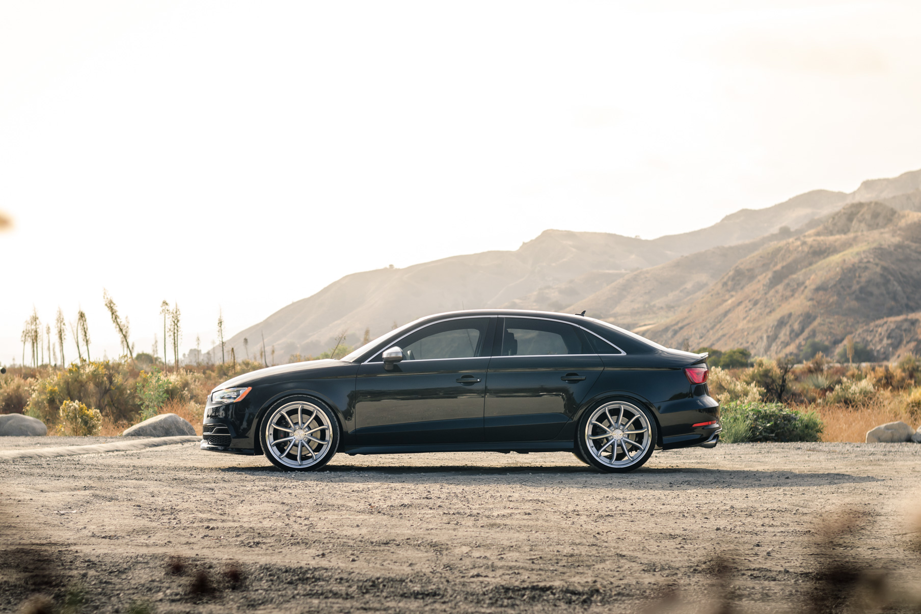 A 2015 Audi S3 on 20 Inch Blaque Diamond BD-23 Silver with SS Lip Wheels