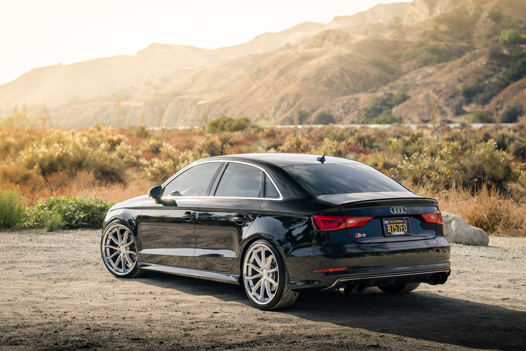 A 2015 Audi S3 on 20 Inch Blaque Diamond BD-23 Silver with SS Lip Wheels