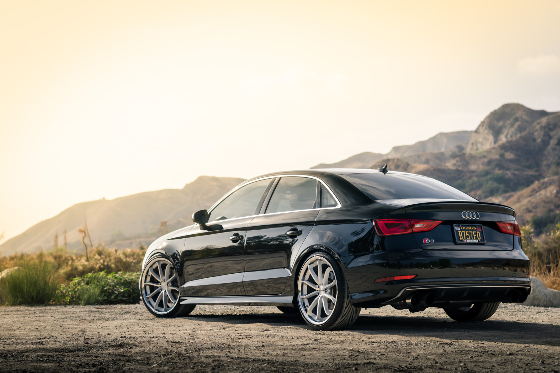A 2015 Audi S3 on 20 Inch Blaque Diamond BD-23 Silver with SS Lip Wheels