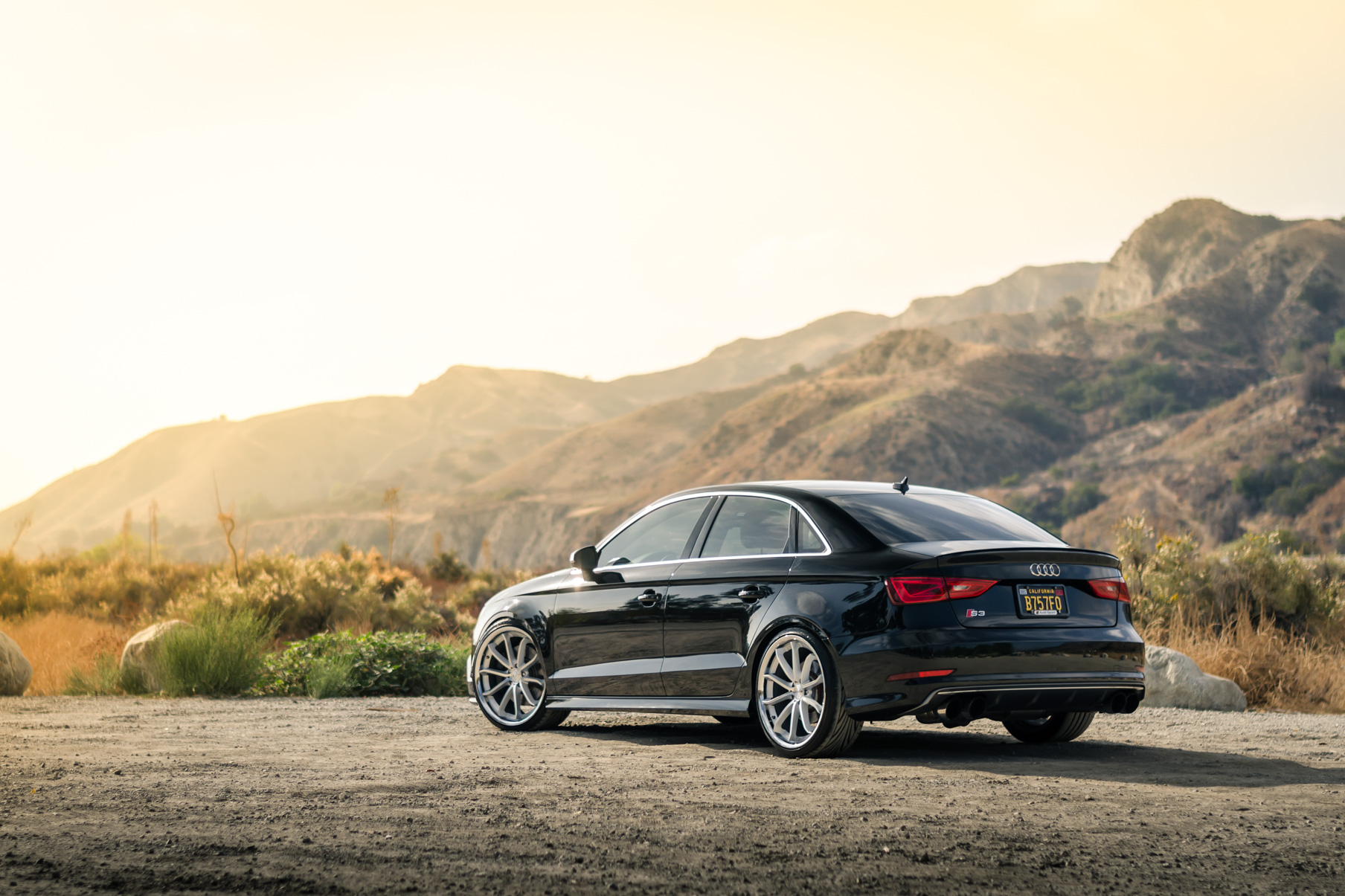 A 2015 Audi S3 on 20 Inch Blaque Diamond BD-23 Silver with SS Lip Wheels