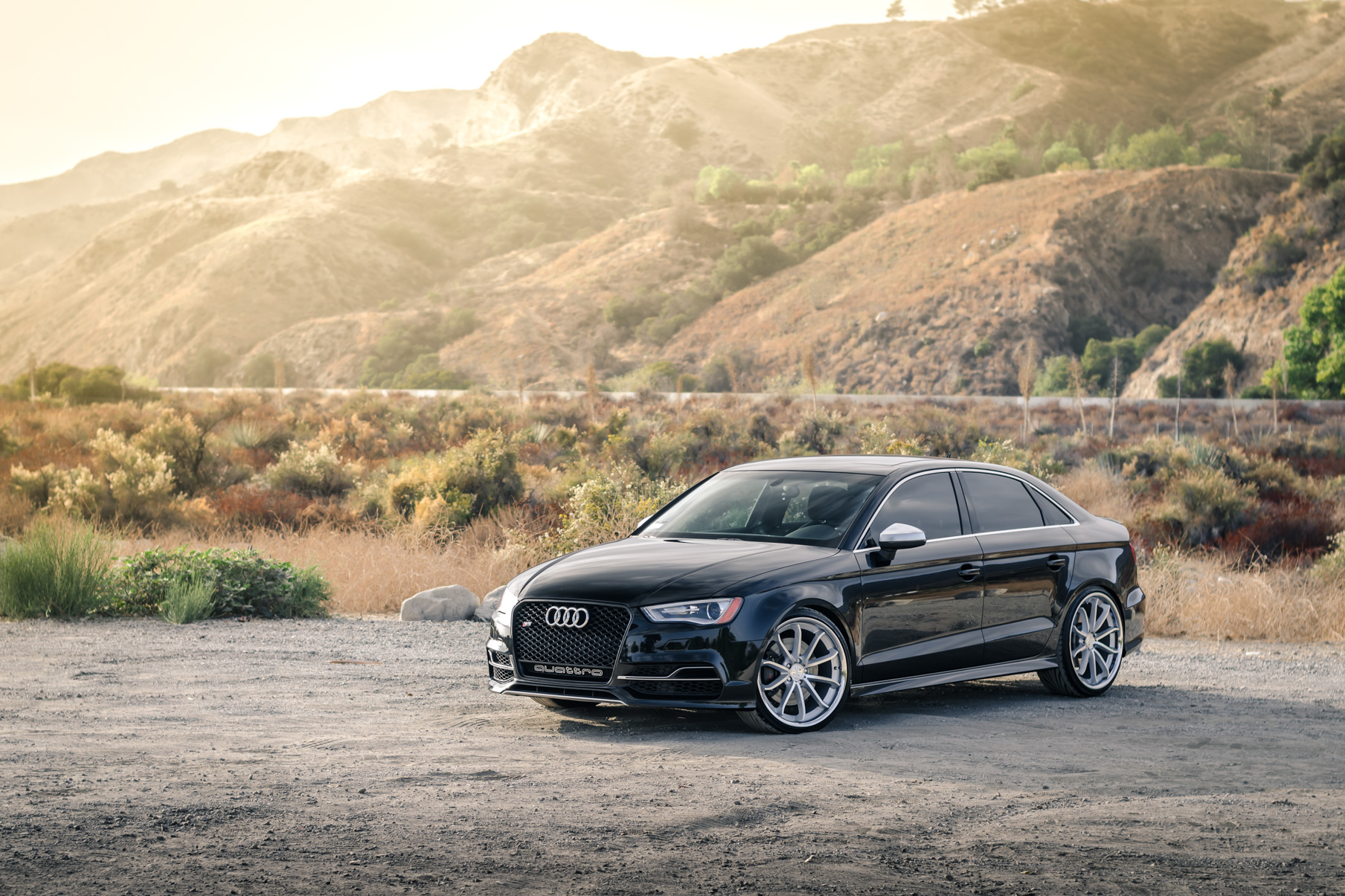 A 2015 Audi S3 on 20 Inch Blaque Diamond BD-23 Silver with SS Lip Wheels