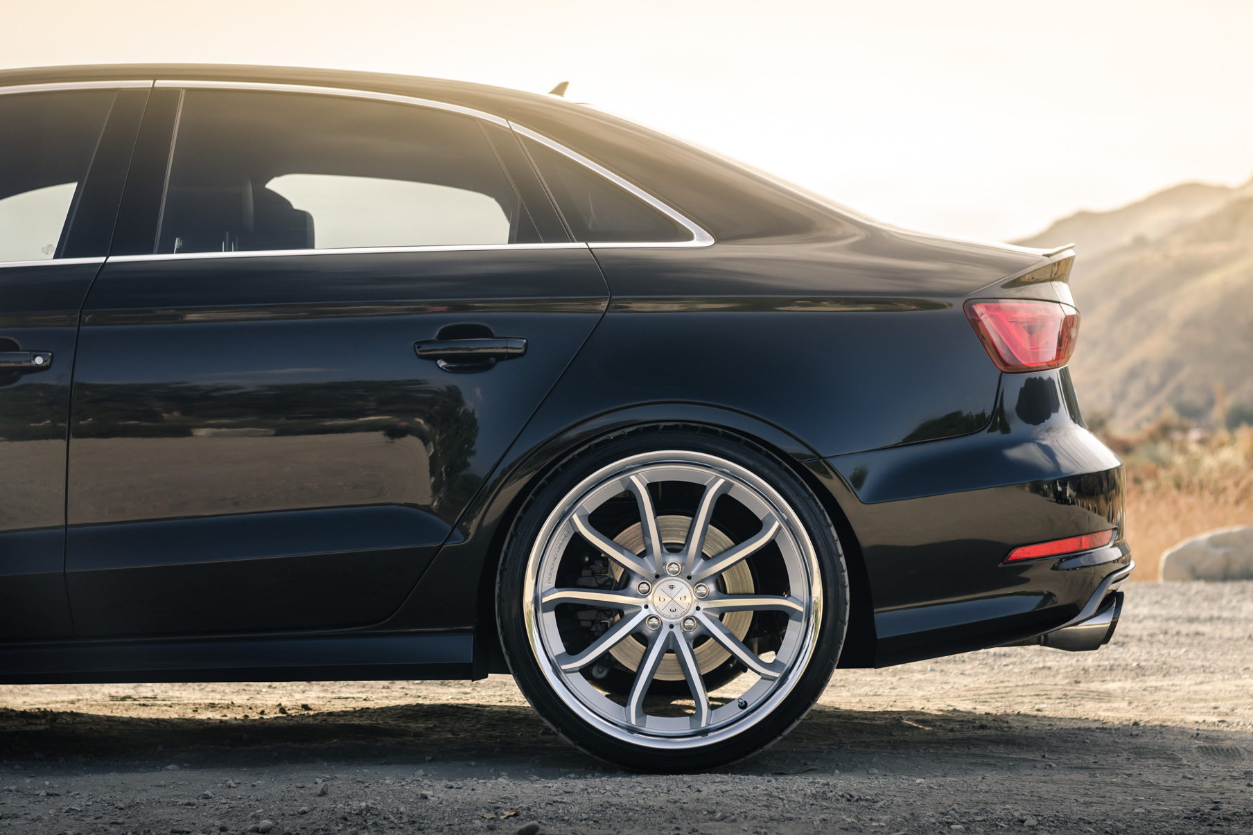 A 2015 Audi S3 on 20 Inch Blaque Diamond BD-23 Silver with SS Lip Wheels