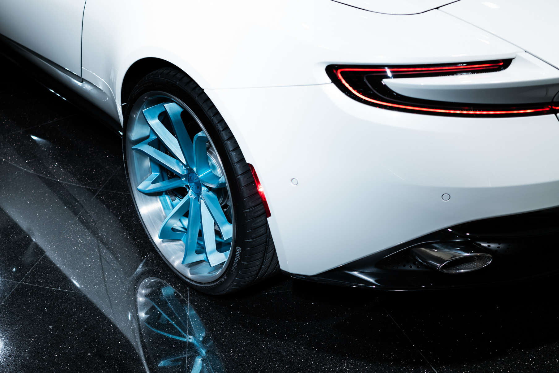 A 2017 Aston Martin DB11 on Blaque Diamond BD-23 Brushed Baby Blue Wheels