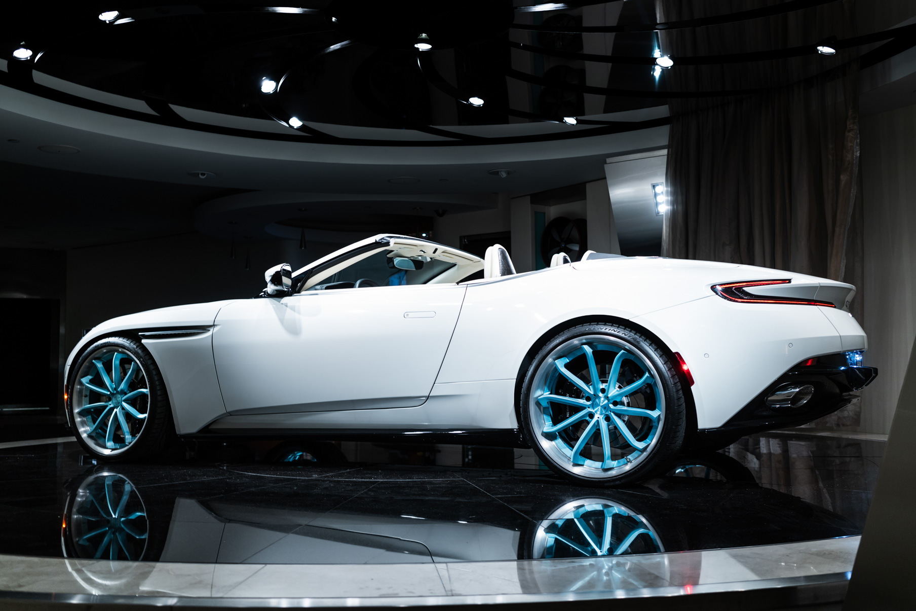 A 2017 Aston Martin DB11 on Blaque Diamond BD-23 Brushed Baby Blue Wheels