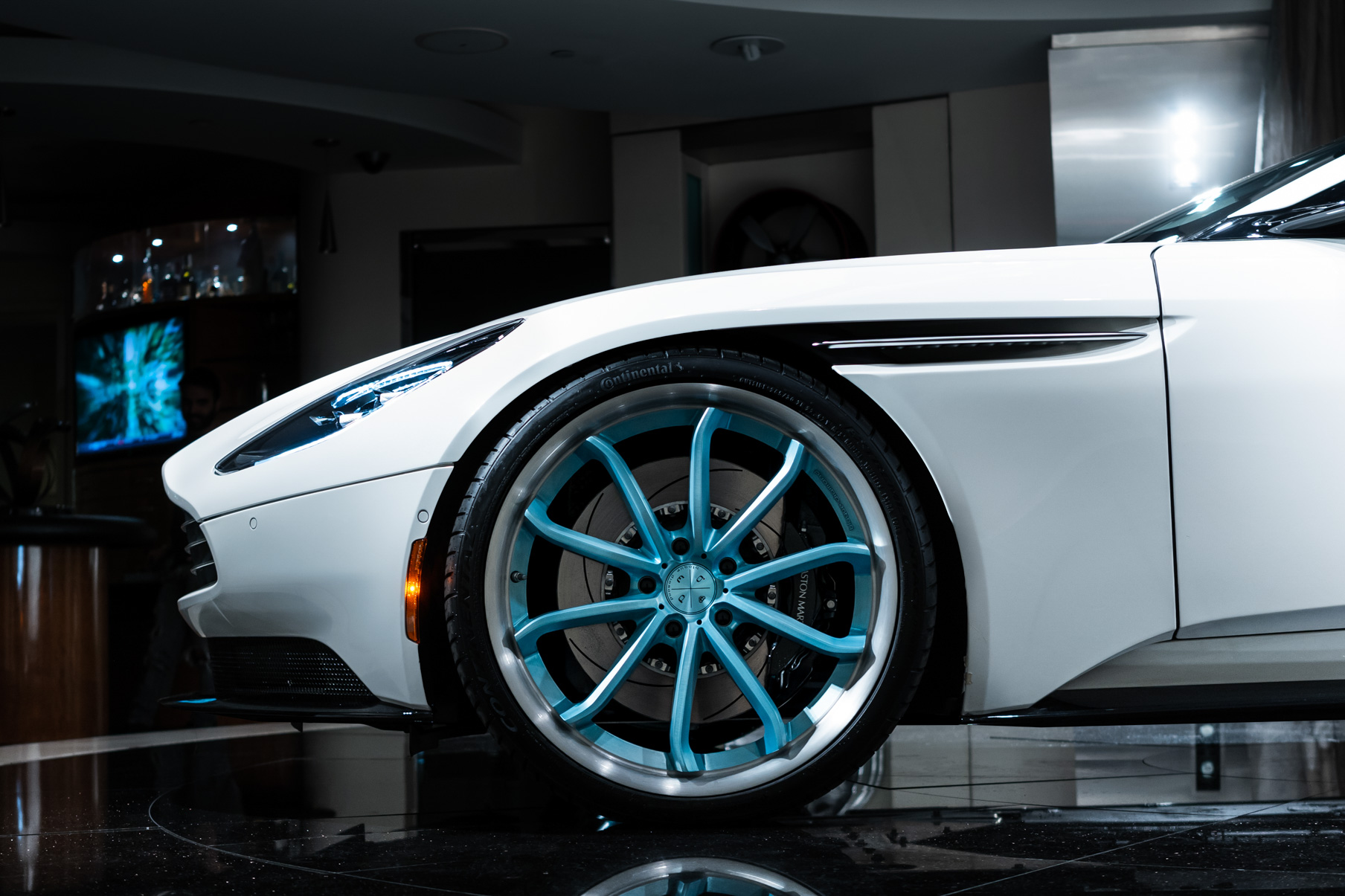 A 2017 Aston Martin DB11 on Blaque Diamond BD-23 Brushed Baby Blue Wheels