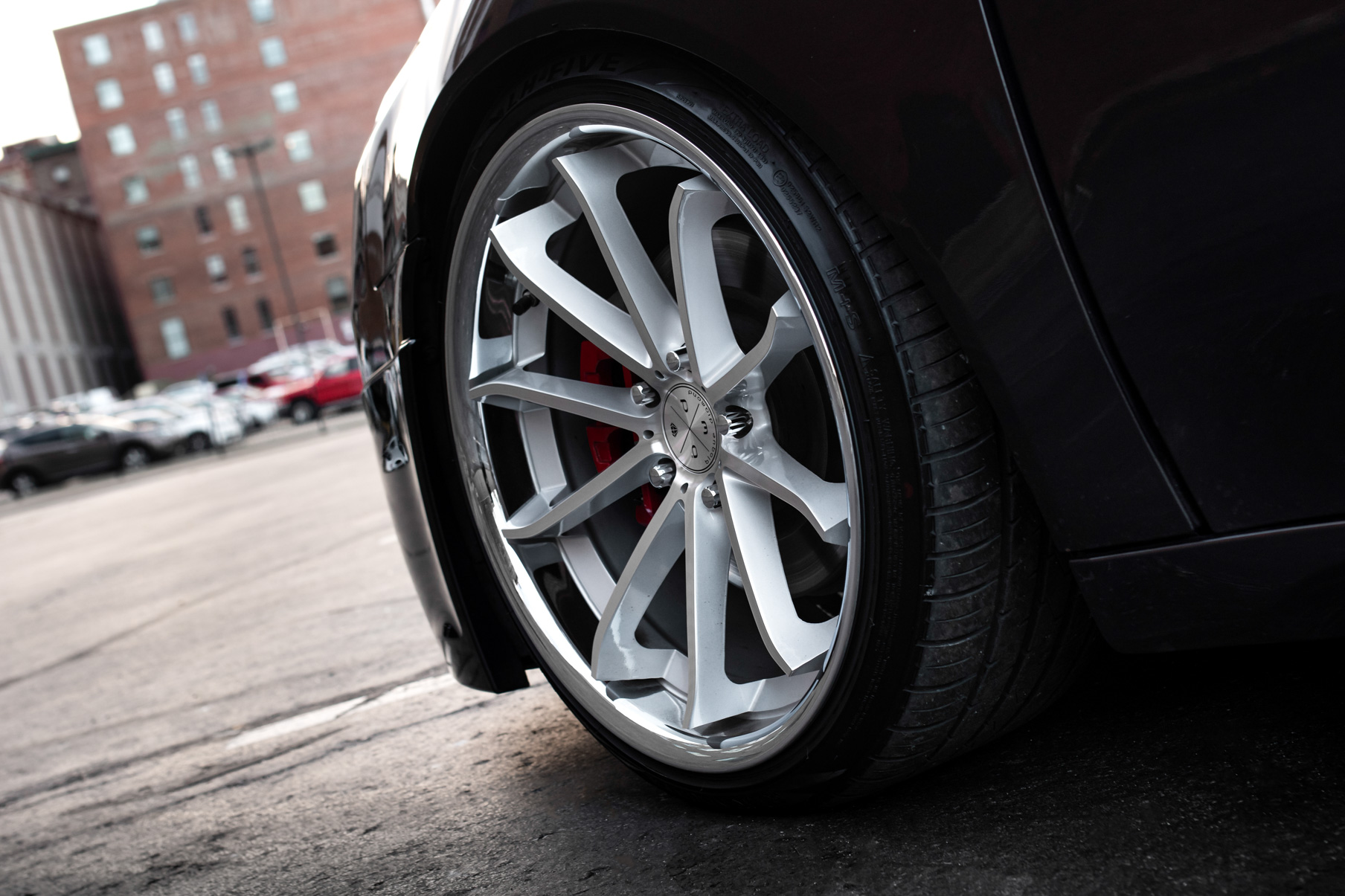 A 2012 Acura TL on Blaque Diamond BD-23 Machined Silver with Chrome Lip Wheels