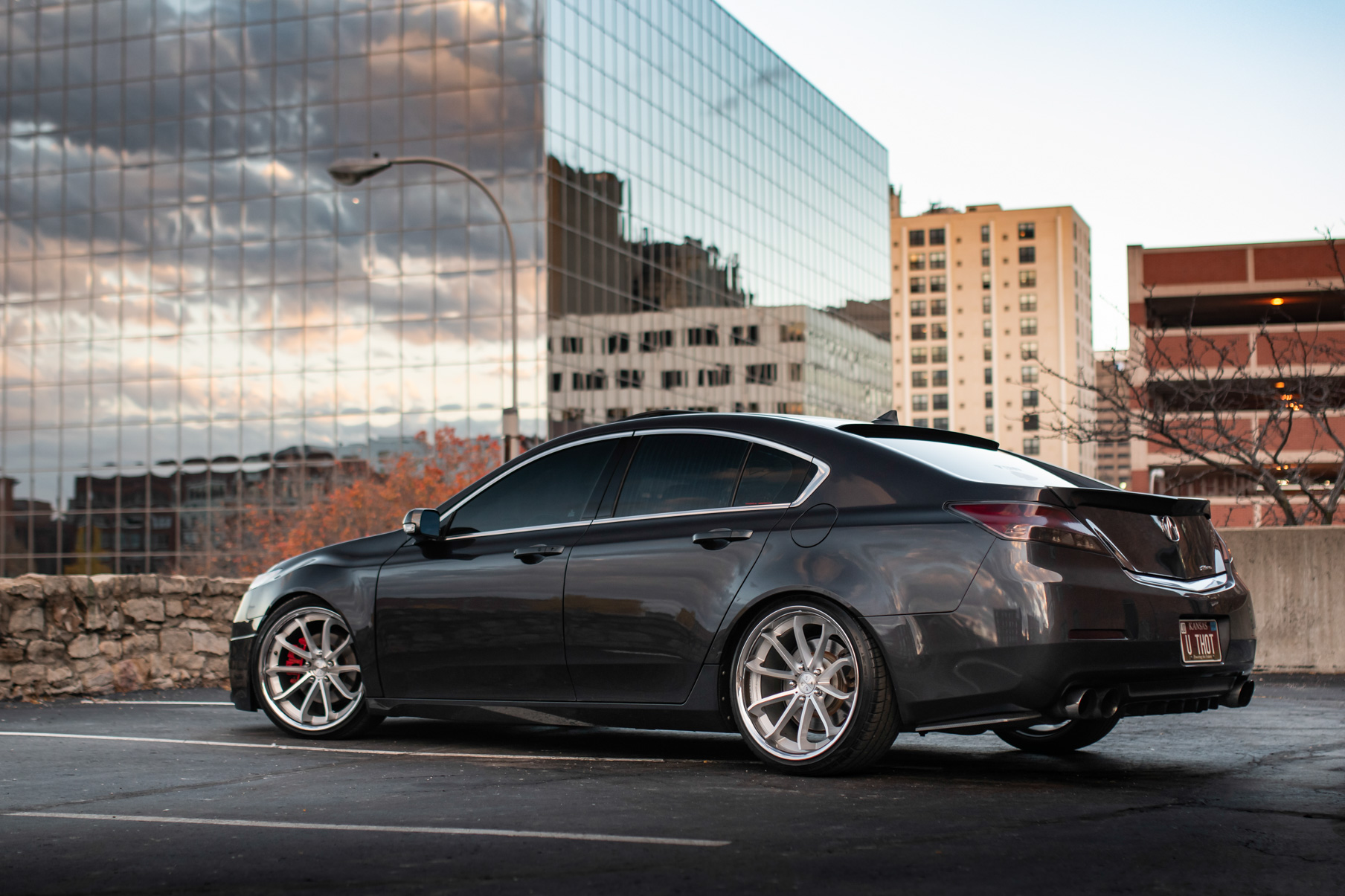 A 2012 Acura TL on Blaque Diamond BD-23 Machined Silver with Chrome Lip Wheels