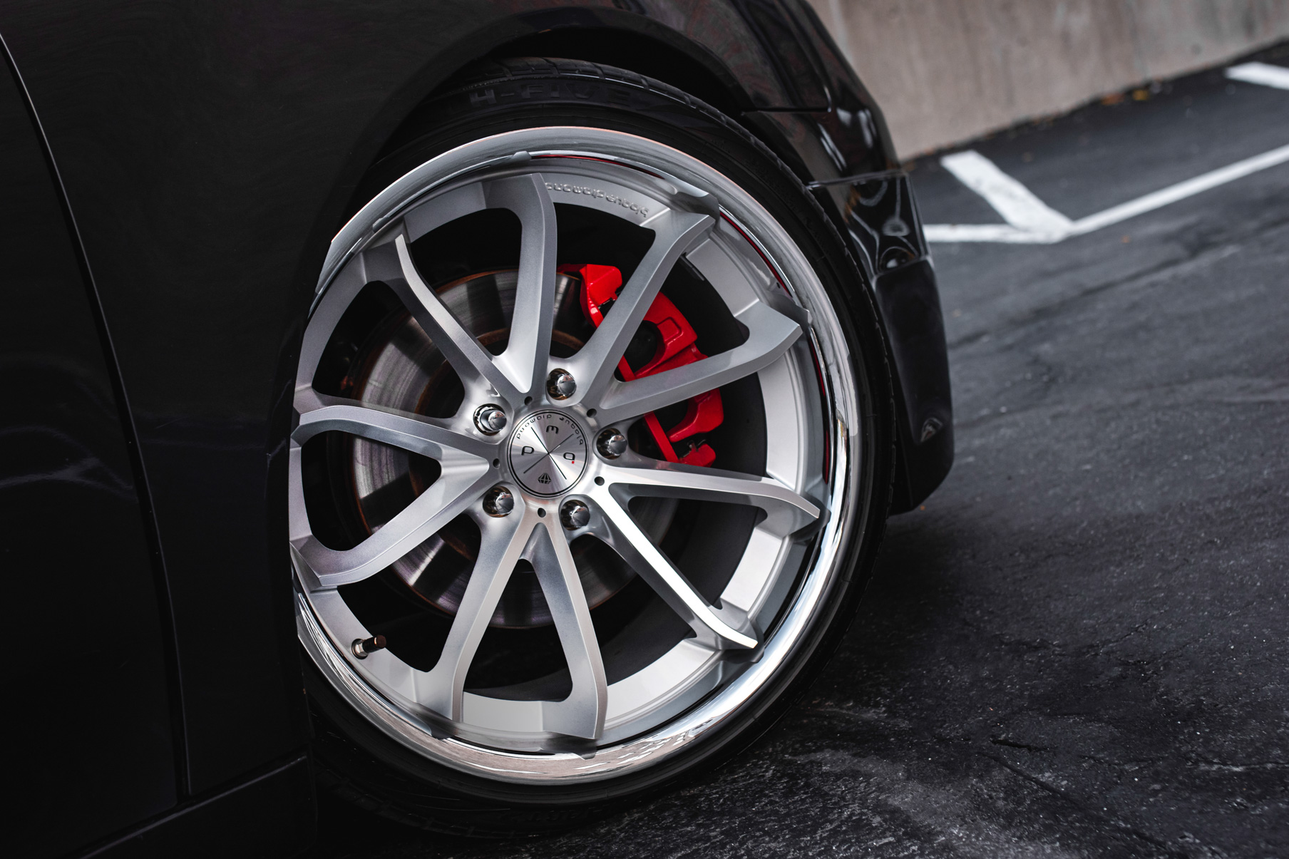A 2012 Acura TL on Blaque Diamond BD-23 Machined Silver with Chrome Lip Wheels