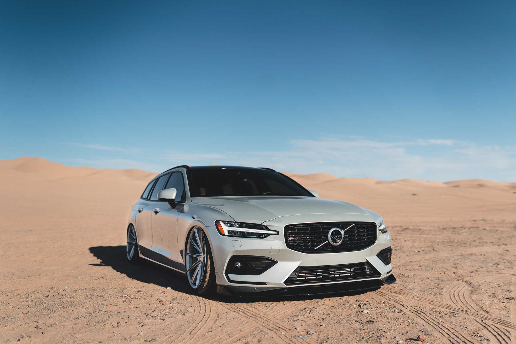 A 2020 Volvo V60 on Blaque Diamond BD-11 Gloss Silver Wheels