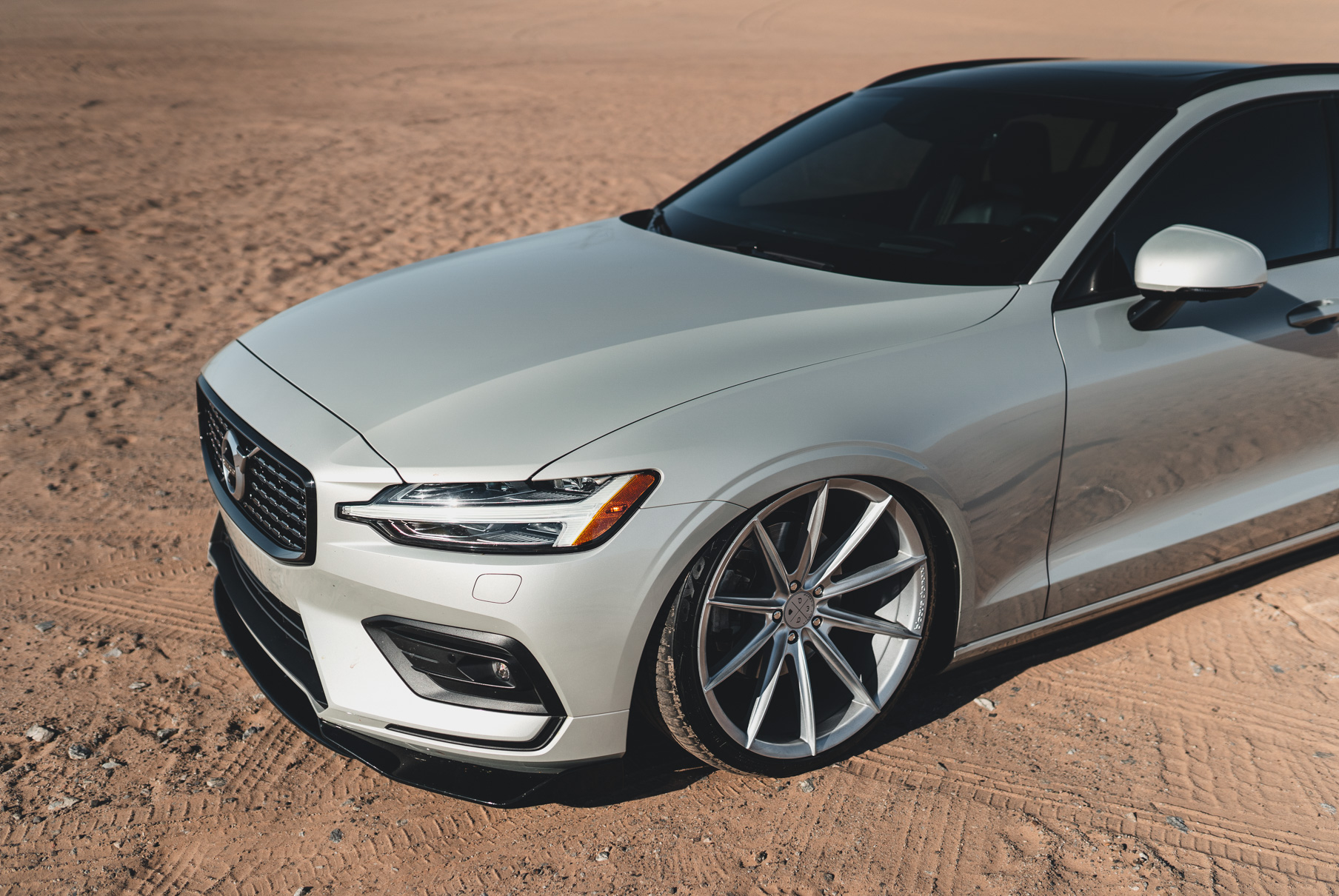 A 2020 Volvo V60 on Blaque Diamond BD-11 Gloss Silver Wheels