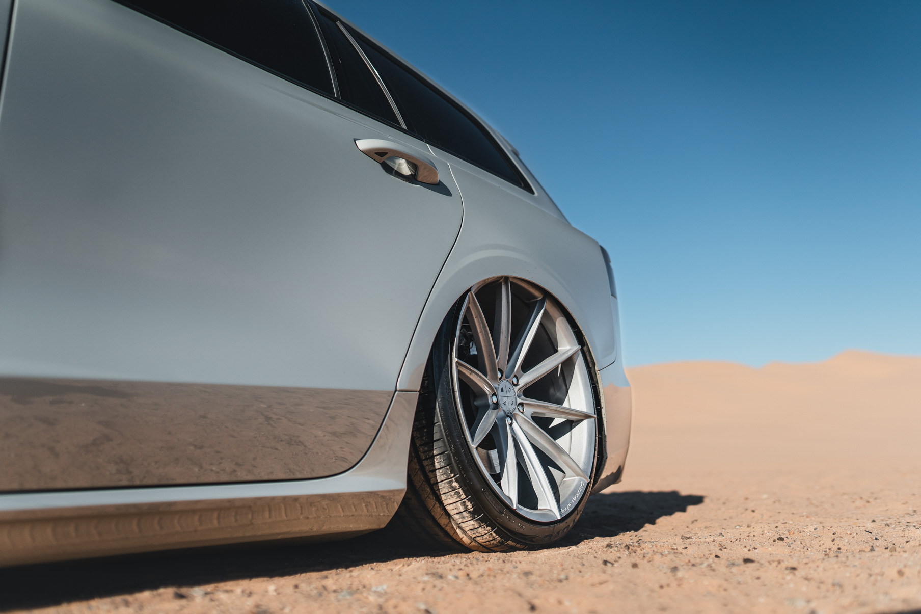 A 2020 Volvo V60 on Blaque Diamond BD-11 Gloss Silver Wheels