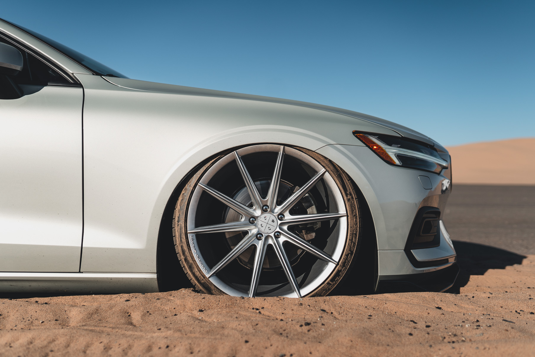 A 2020 Volvo V60 on Blaque Diamond BD-11 Gloss Silver Wheels