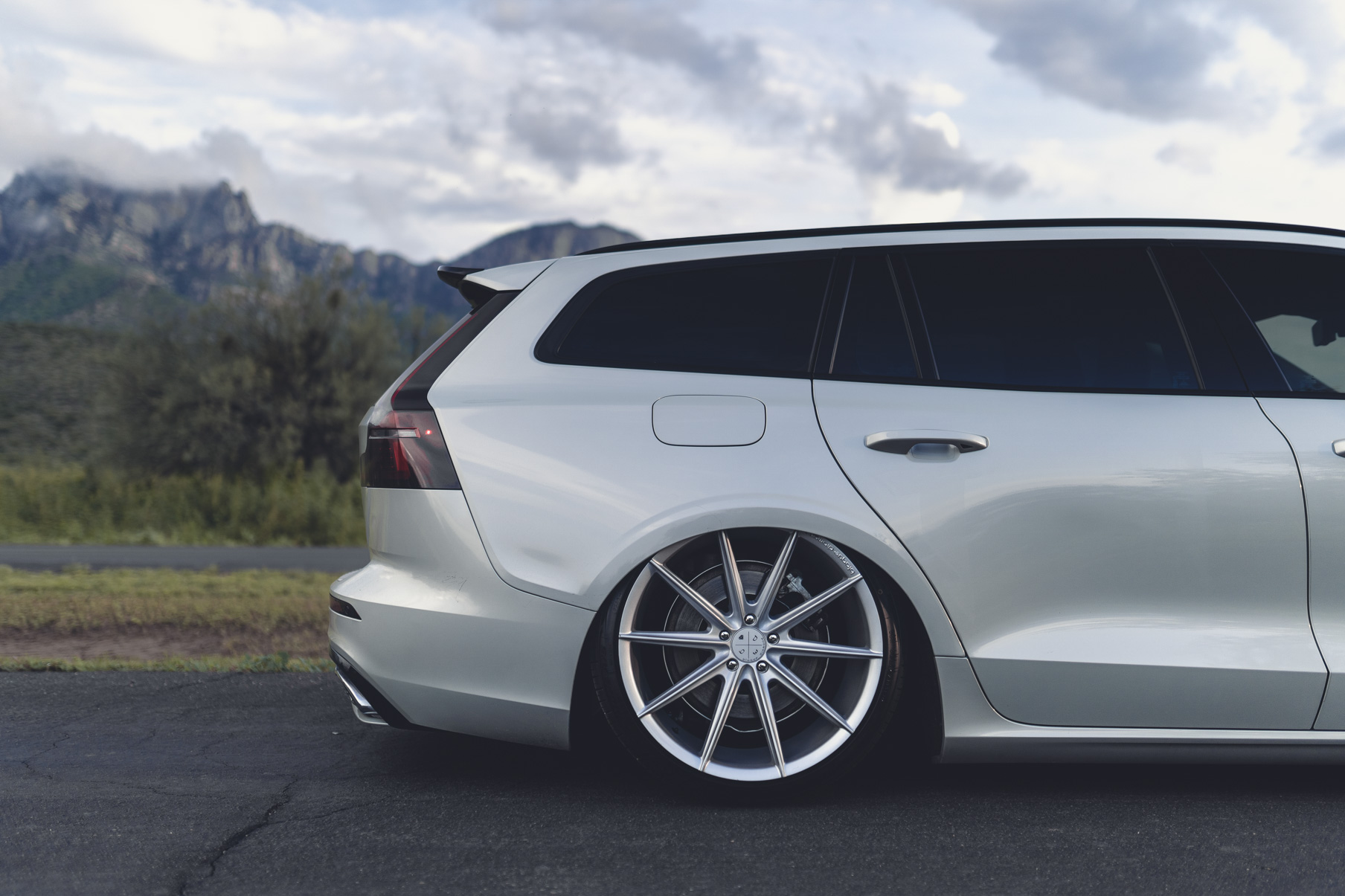 A 2020 Volvo V60 on Blaque Diamond BD-11 Gloss Silver Wheels