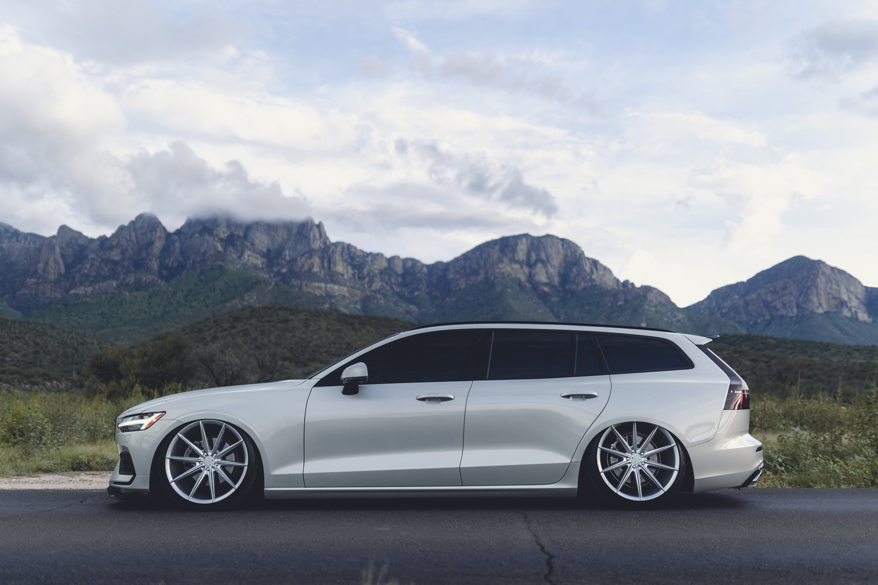 A 2020 Volvo V60 on Blaque Diamond BD-11 Gloss Silver Wheels