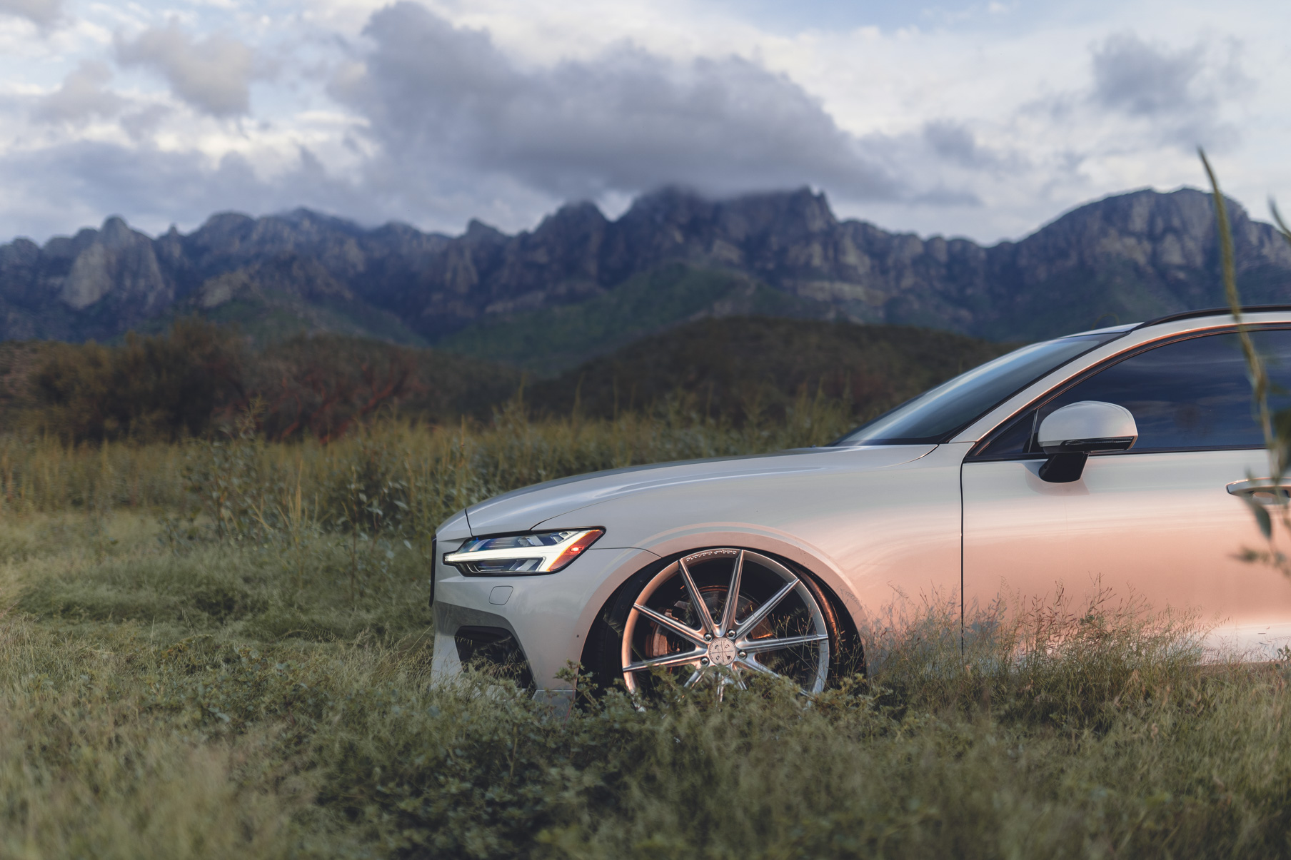 A 2020 Volvo V60 on Blaque Diamond BD-11 Gloss Silver Wheels