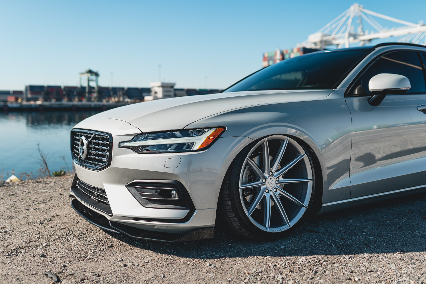 A 2020 Volvo V60 on Blaque Diamond BD-11 Gloss Silver Wheels