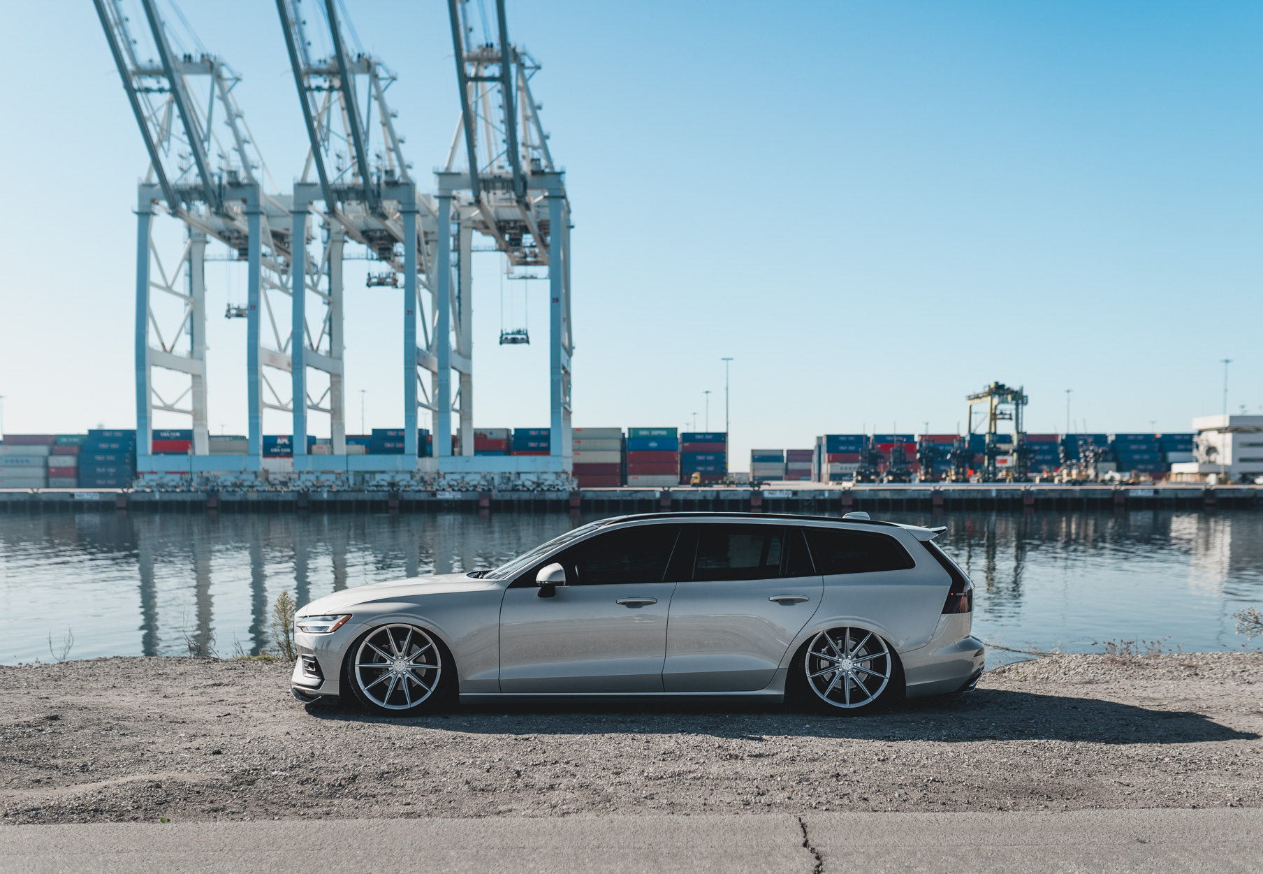 A 2020 Volvo V60 on Blaque Diamond BD-11 Gloss Silver Wheels