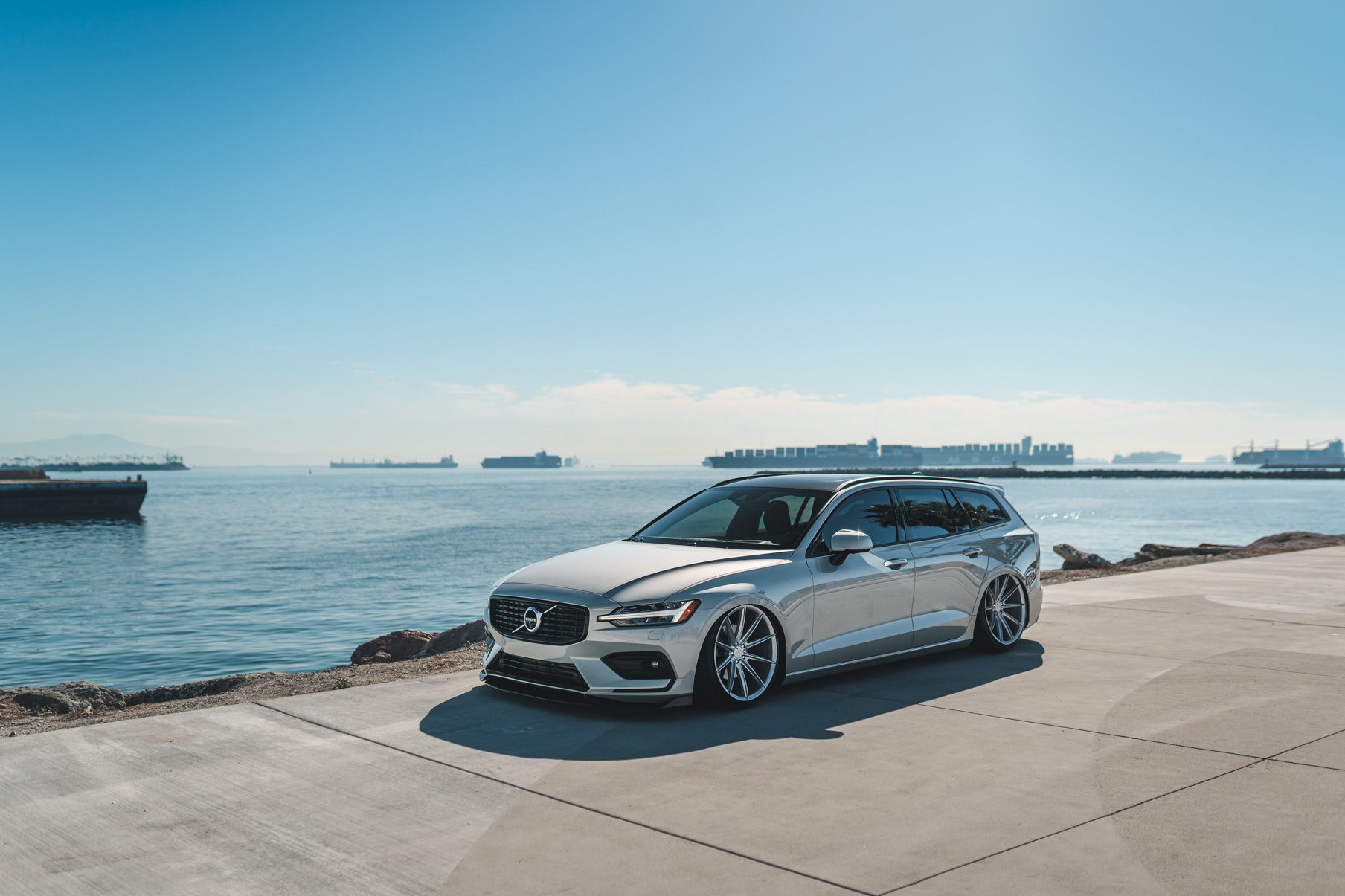 A 2020 Volvo V60 on Blaque Diamond BD-11 Gloss Silver Wheels