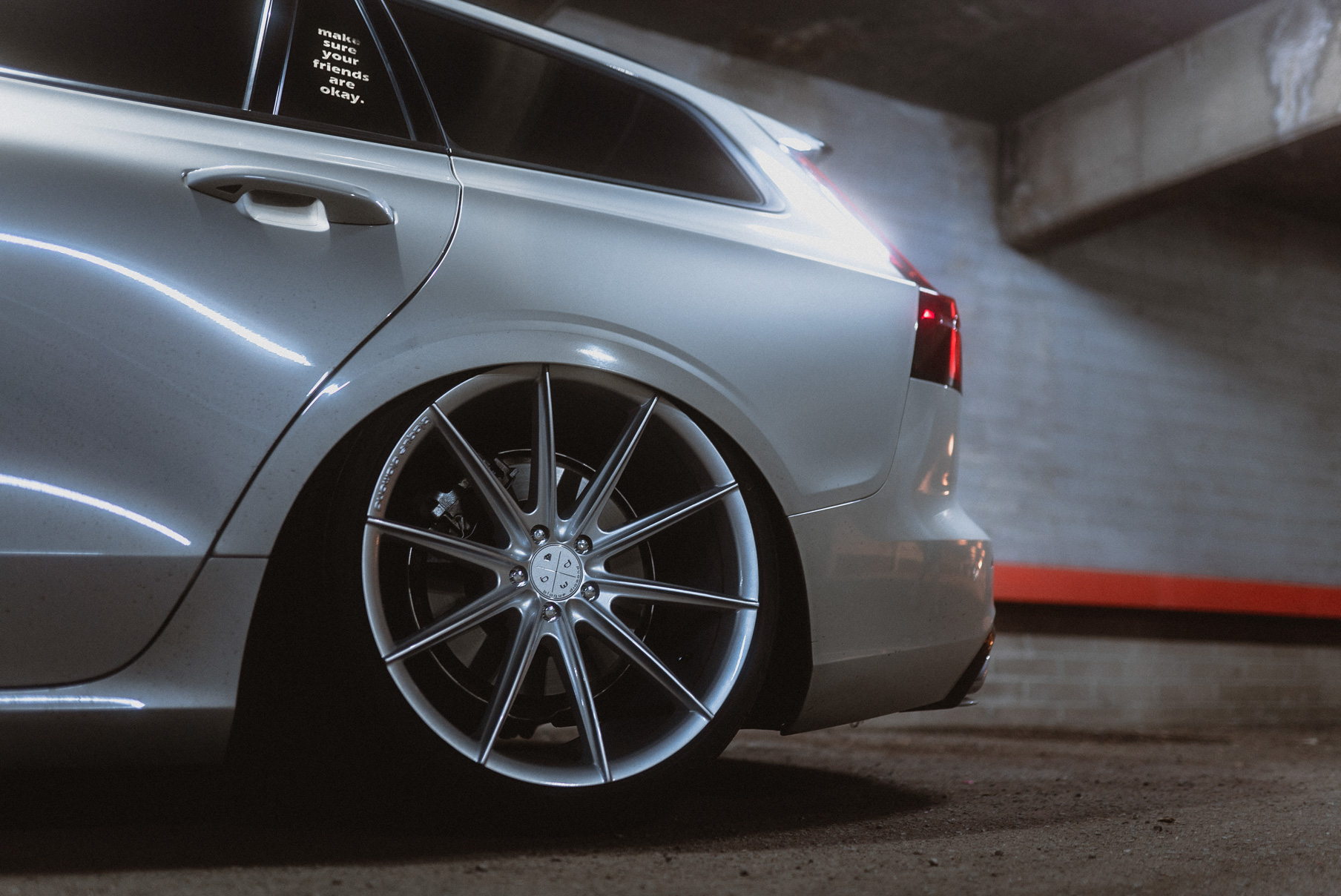 A 2020 Volvo V60 on Blaque Diamond BD-11 Gloss Silver Wheels