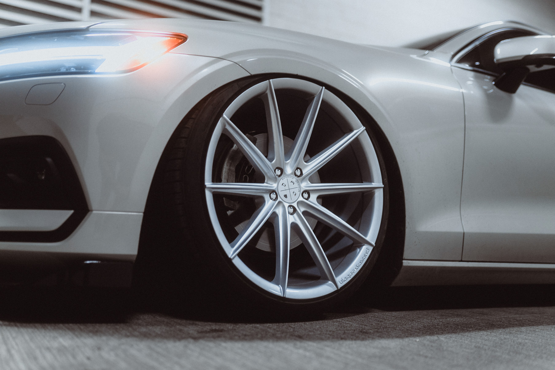 A 2020 Volvo V60 on Blaque Diamond BD-11 Gloss Silver Wheels
