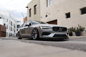 A 2020 Volvo V60 on Blaque Diamond BD-11 Gloss Silver Wheels