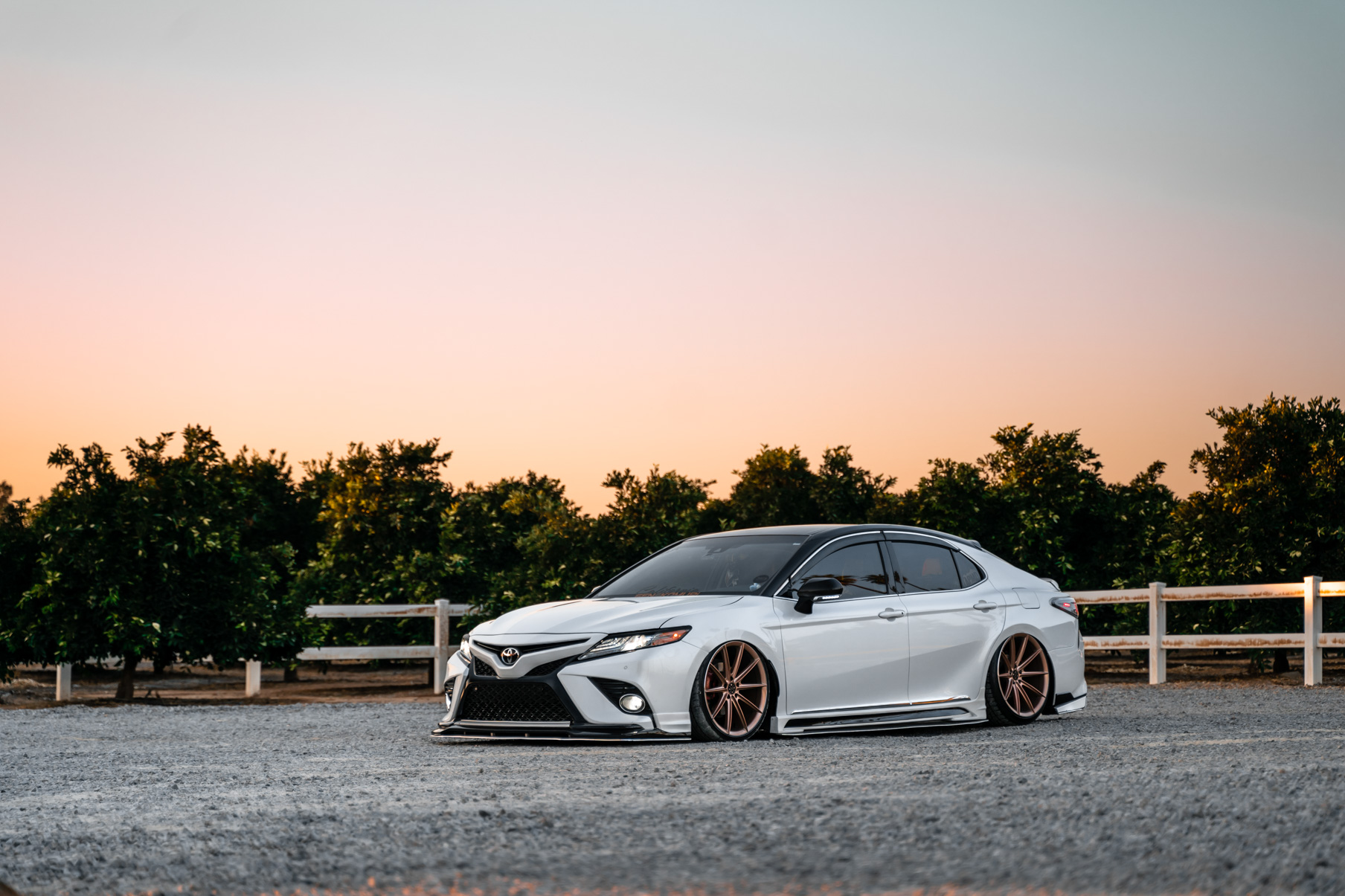 A 2018 Toyota Camry XSE on Blaque Diamond BD-11 Rose Gold Wheels