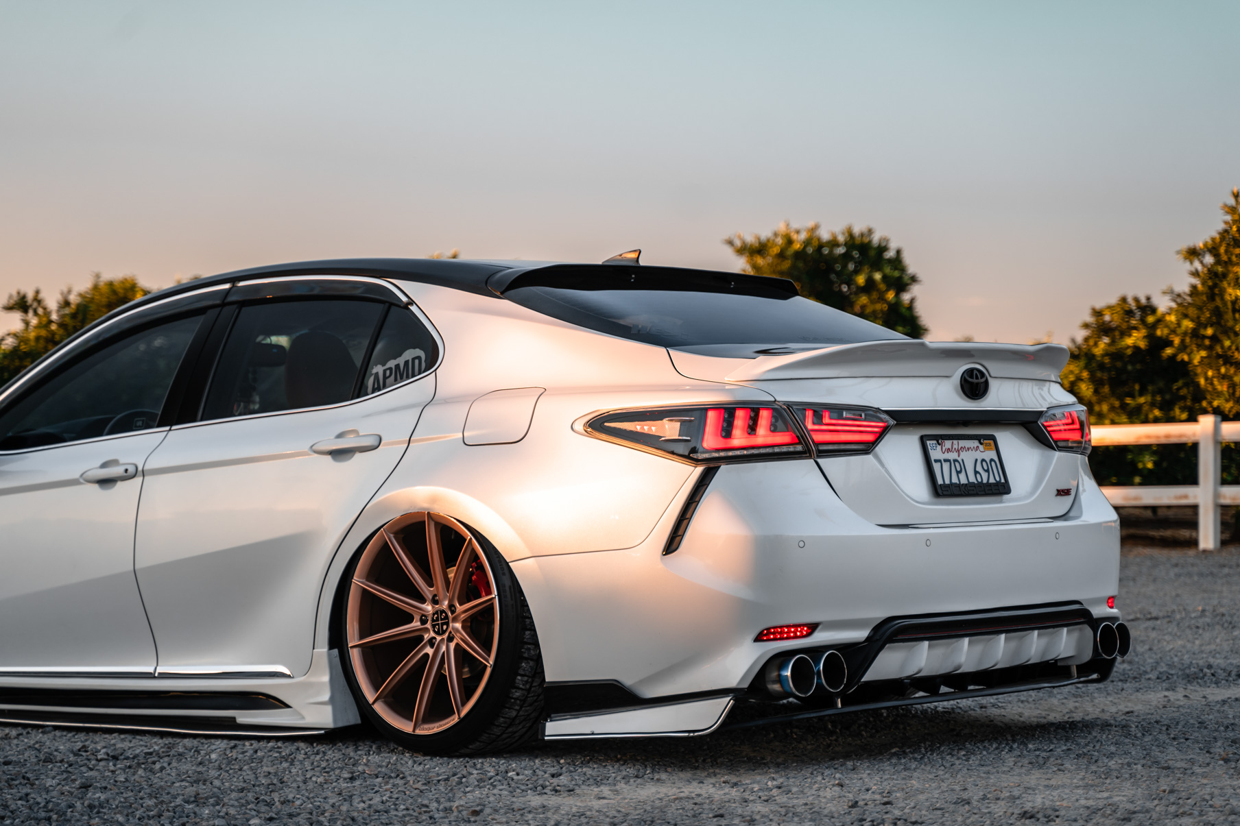 A 2018 Toyota Camry XSE on Blaque Diamond BD-11 Rose Gold Wheels