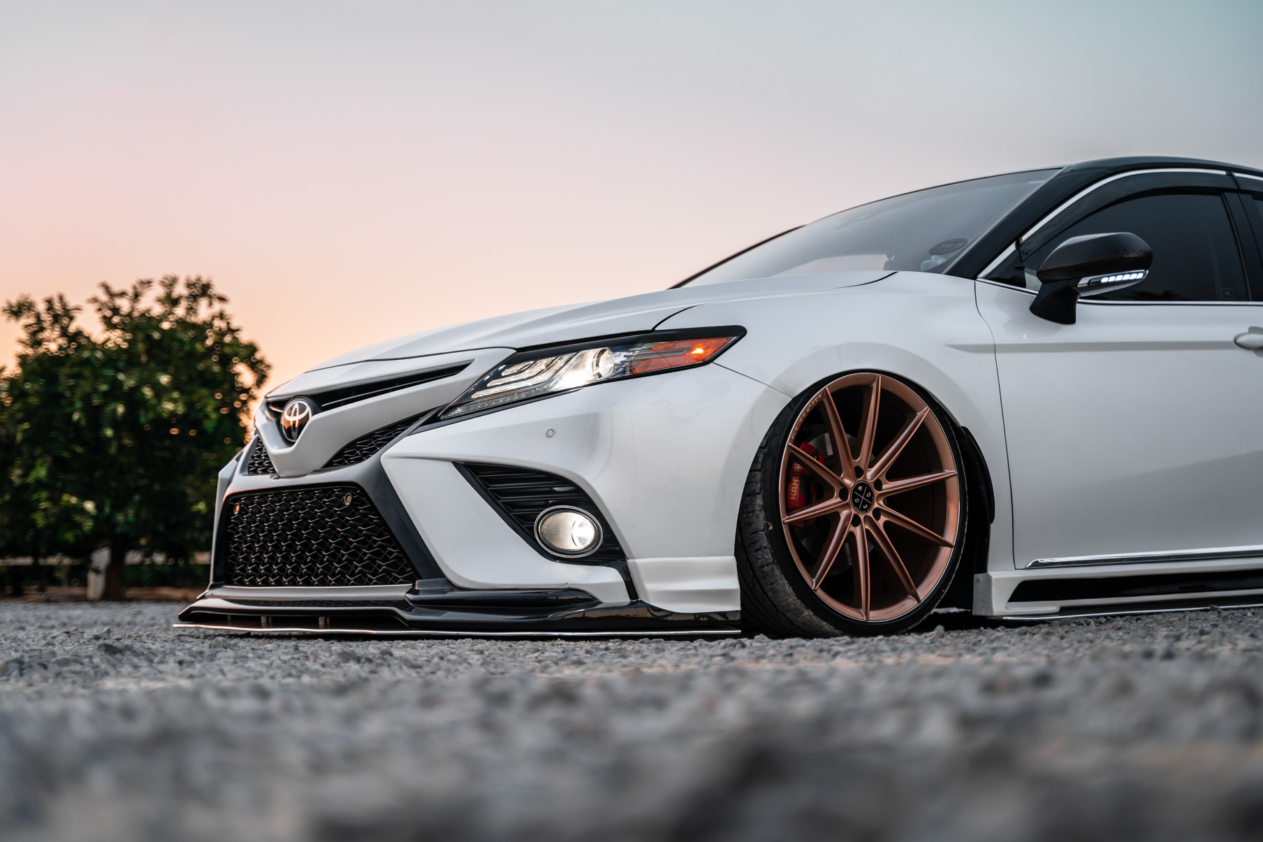 A 2018 Toyota Camry XSE on Blaque Diamond BD-11 Rose Gold Wheels