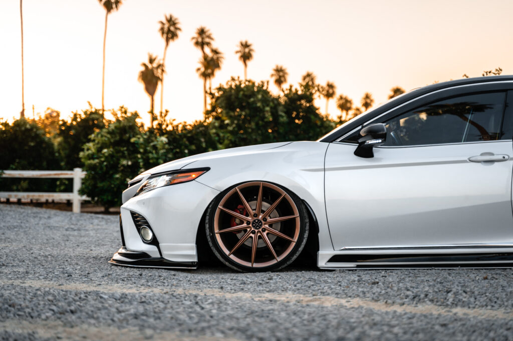 A 2018 Toyota Camry XSE on Blaque Diamond BD-11 Rose Gold Wheels