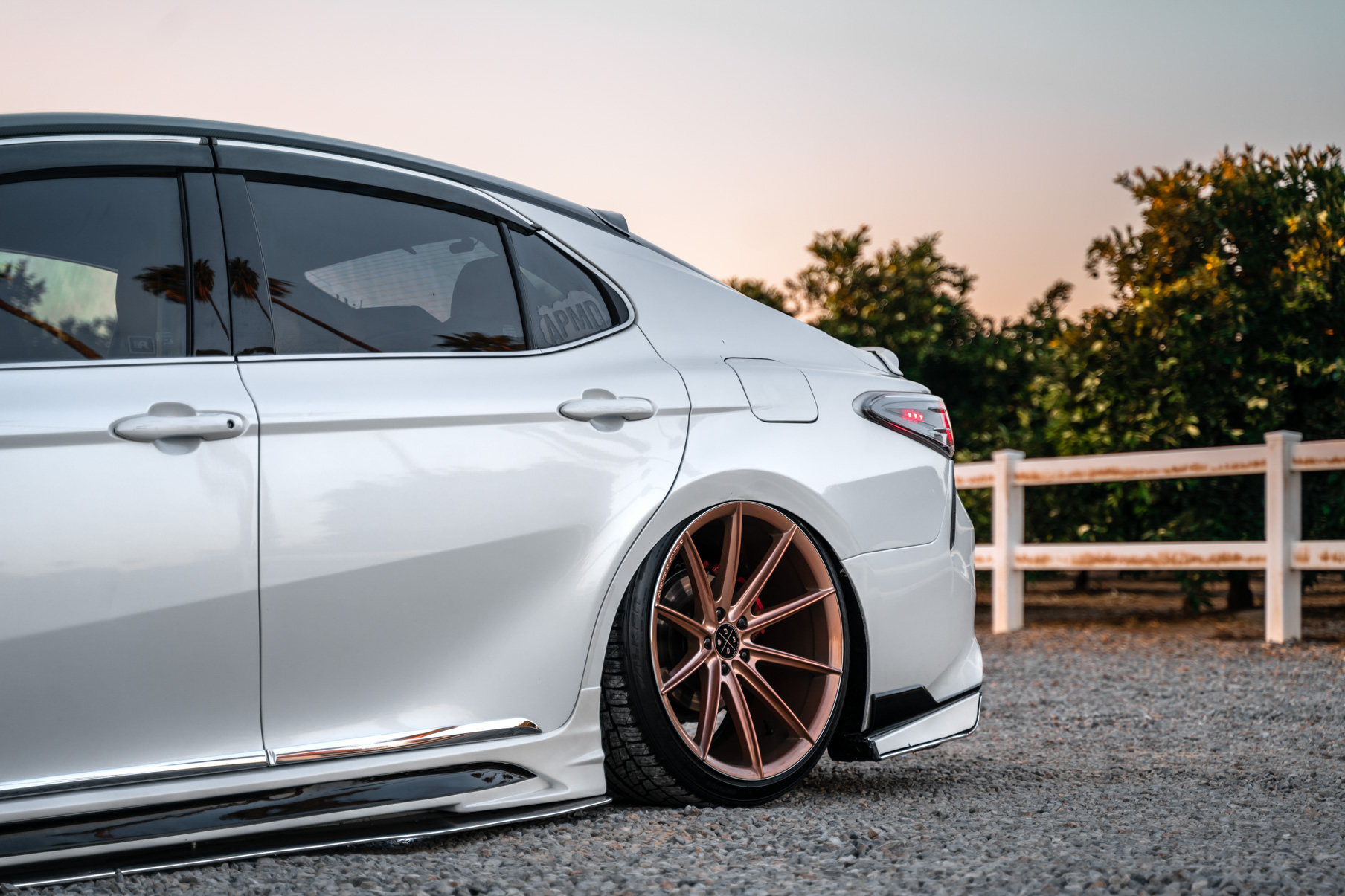 A 2018 Toyota Camry XSE on Blaque Diamond BD-11 Rose Gold Wheels