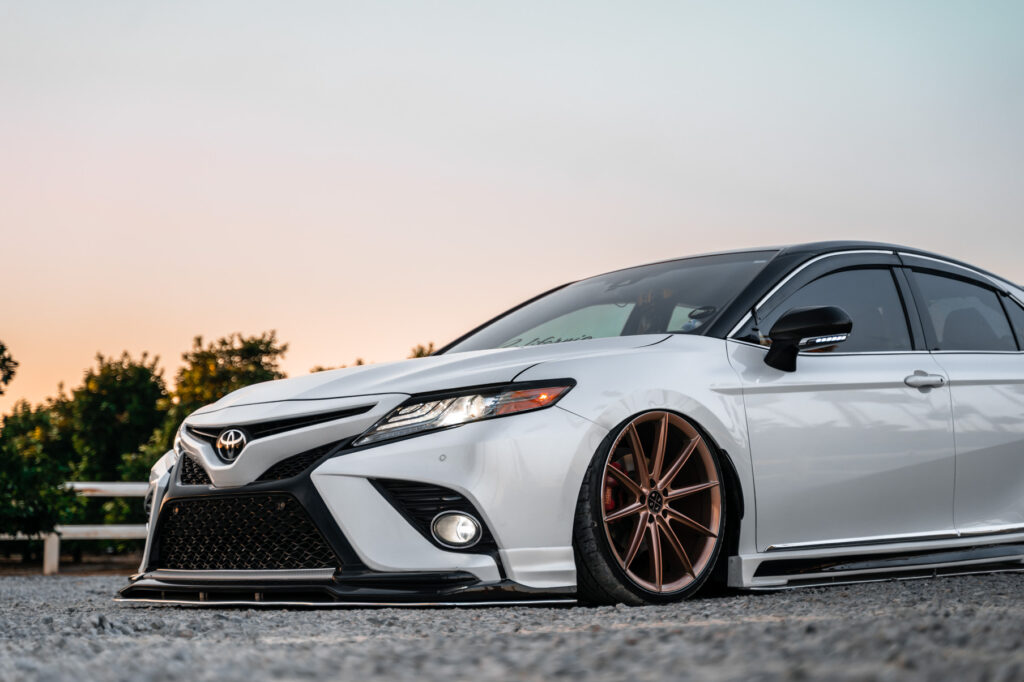 A 2018 Toyota Camry XSE on Blaque Diamond BD-11 Rose Gold Wheels