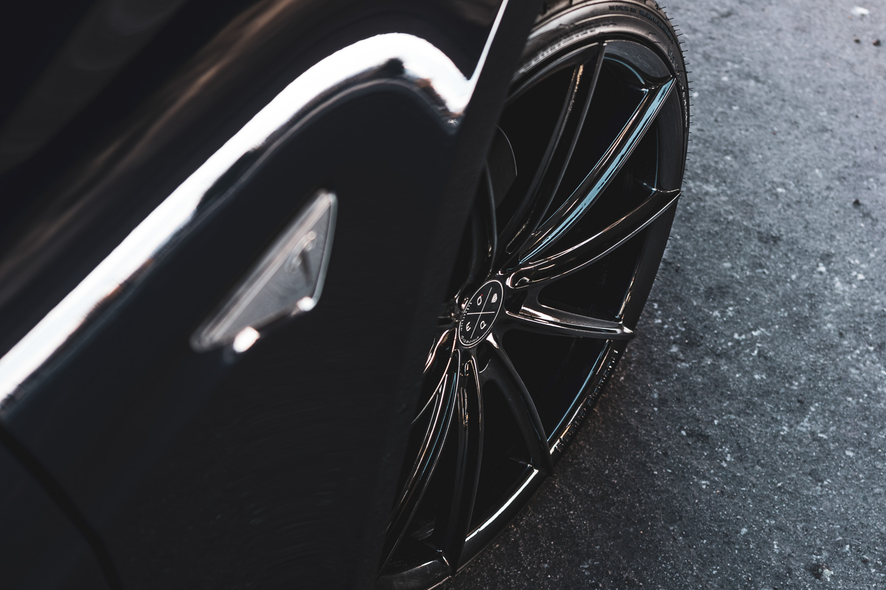 A 2016 Tesla Model S on 20 Inch Blaque Diamond BD-11 Gloss Black Wheels