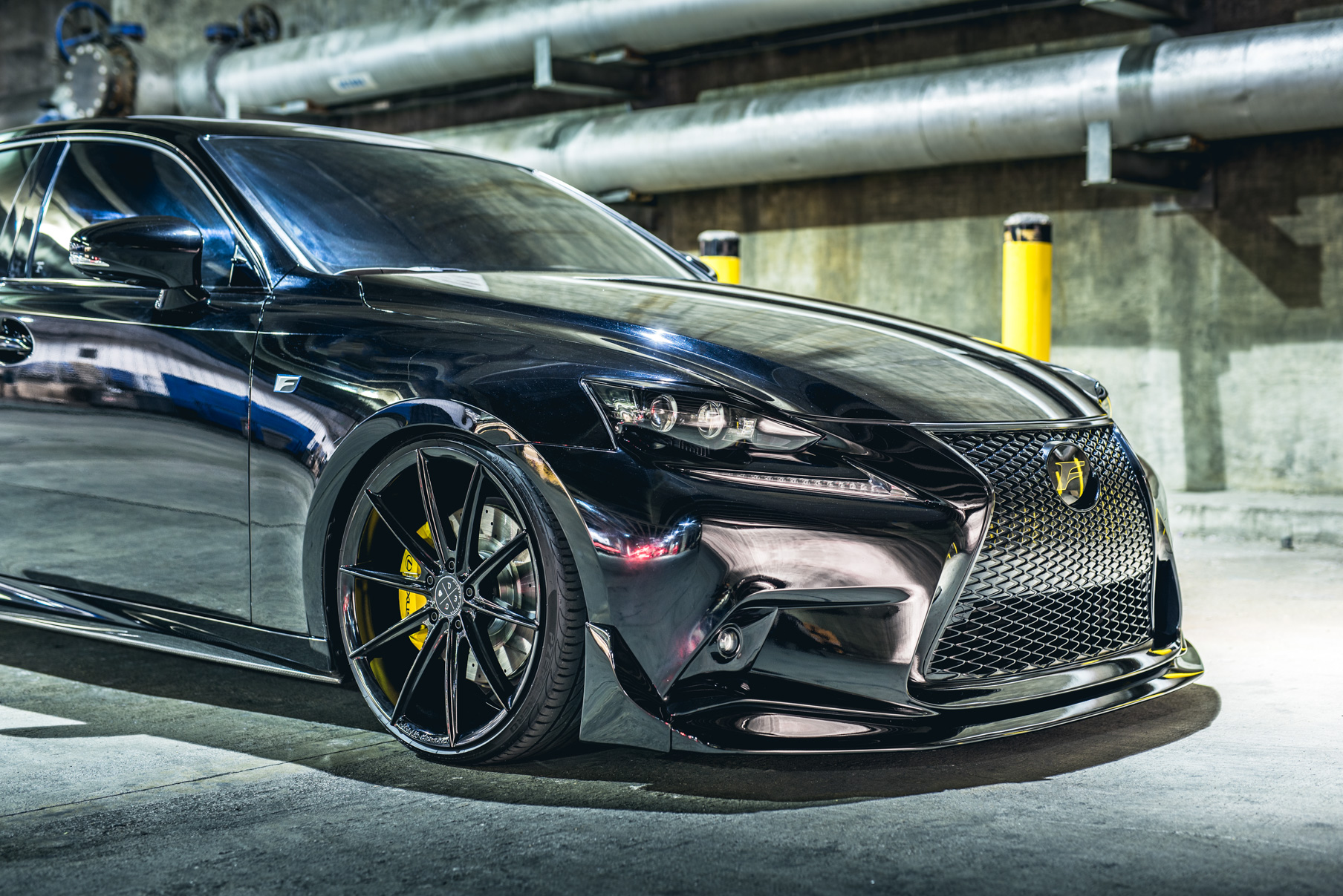 A 2016 Lexus IS350 on 20 Inch Blaque Diamond BD-11 Gloss Black Wheels