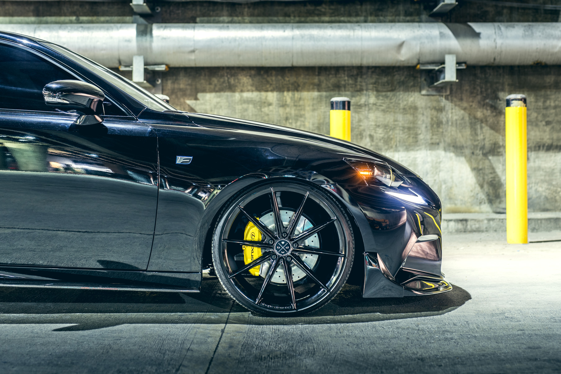 A 2016 Lexus IS350 on 20 Inch Blaque Diamond BD-11 Gloss Black Wheels